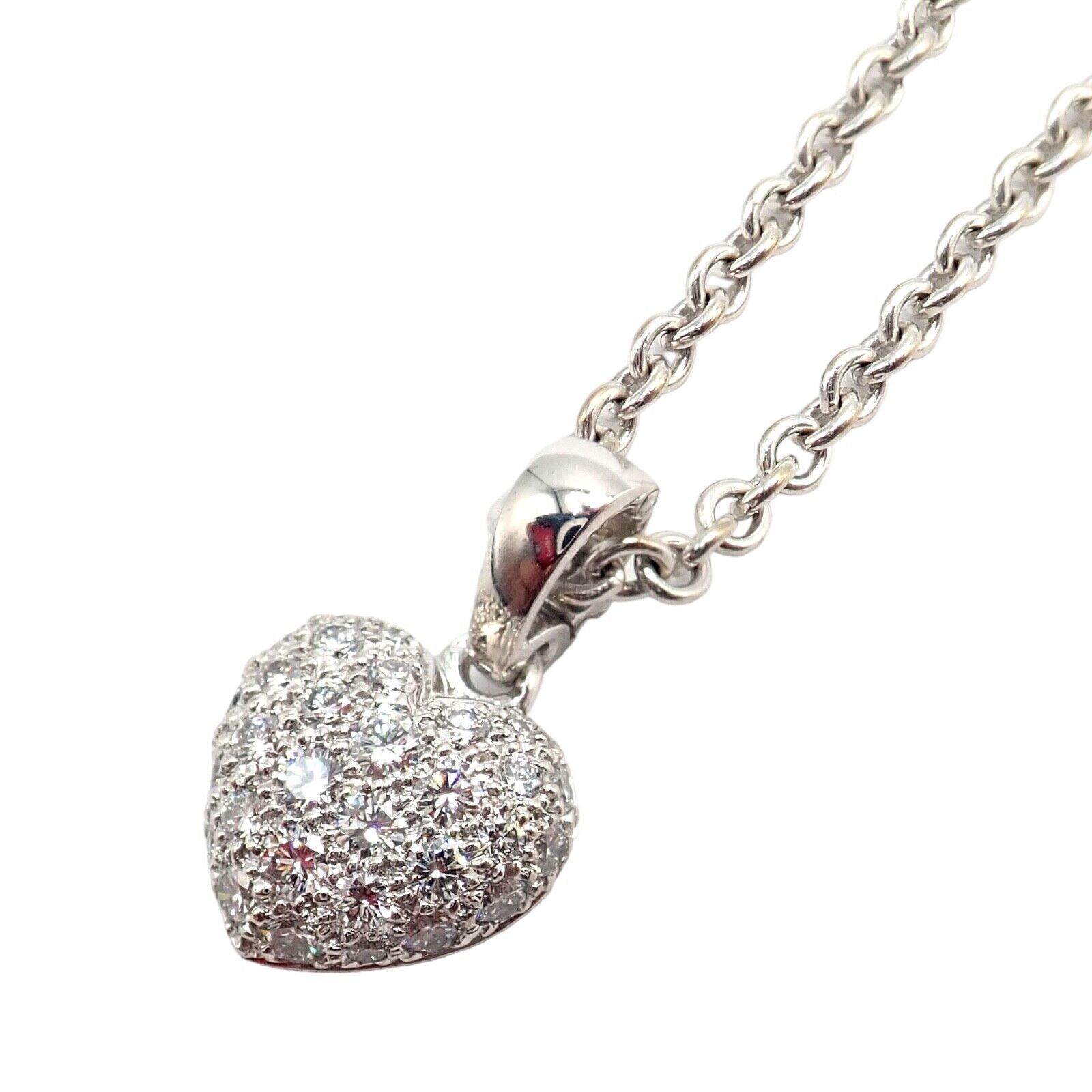 Cartier Jewelry & Watches:Fine Jewelry:Necklaces & Pendants Authentic! Cartier 18k White Gold Diamond Paved Heart Pendant Necklace
