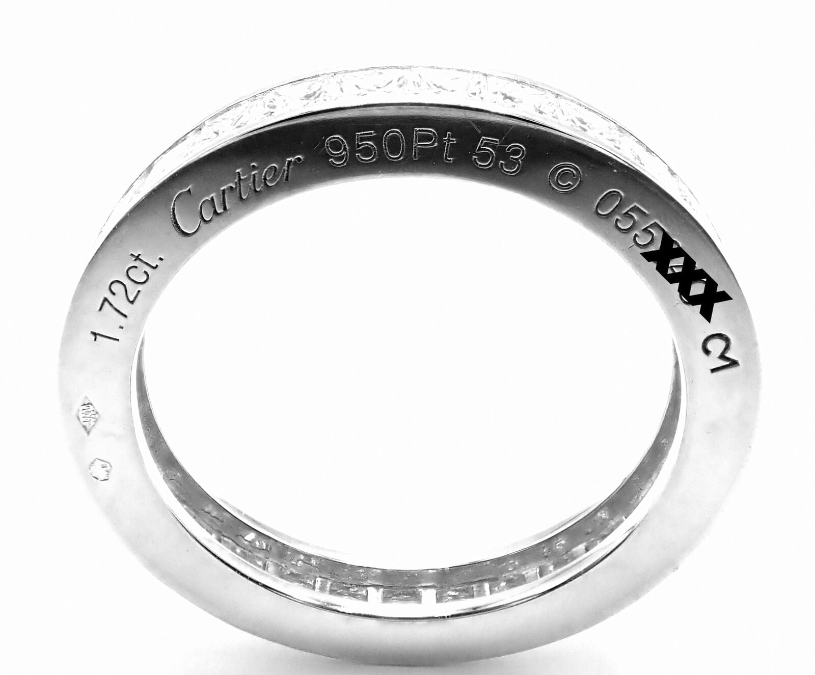 Cartier Jewelry & Watches:Fine Jewelry:Rings Cartier Platinum Princess Cut Diamond Eternity Band Ring Size 53 US 6.75 Paper