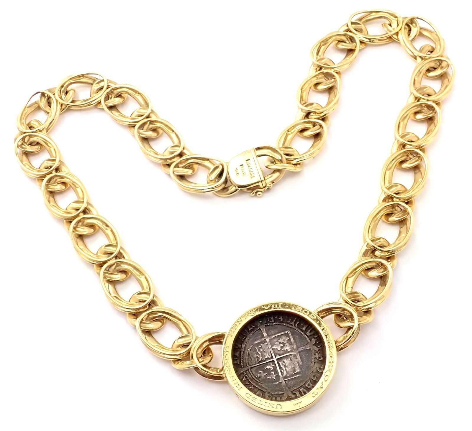 Bvlgari Jewelry & Watches:Fine Jewelry:Necklaces & Pendants Rare! Bvlgari Bulgari 18k Yellow Gold Antique Coin Monete Link Necklace