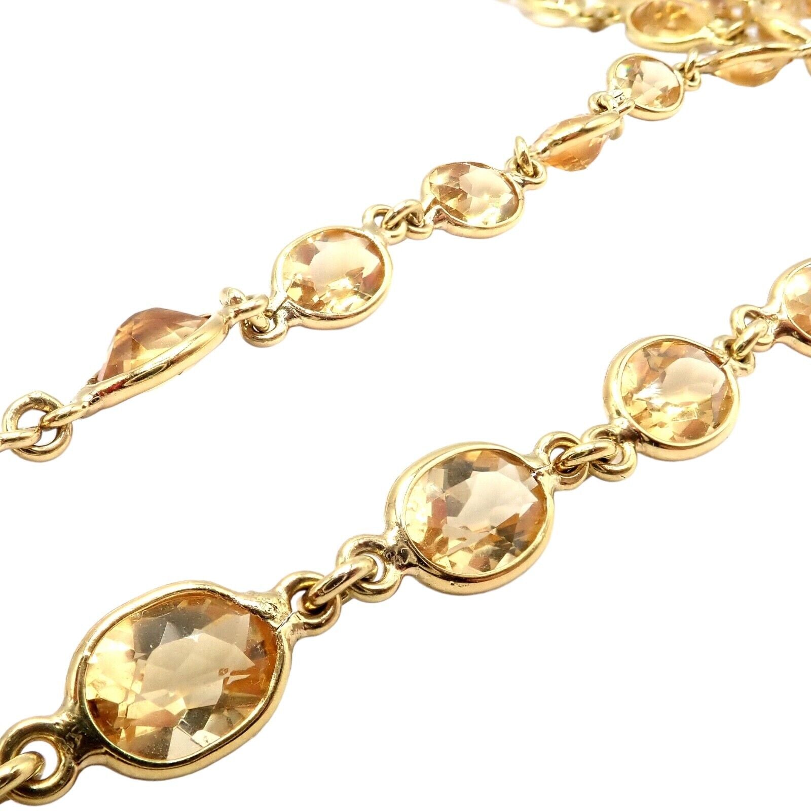 Rare! Authentic Laura Munder 18k Yellow Gold Citrine Long 24" Necklace | Fortrove