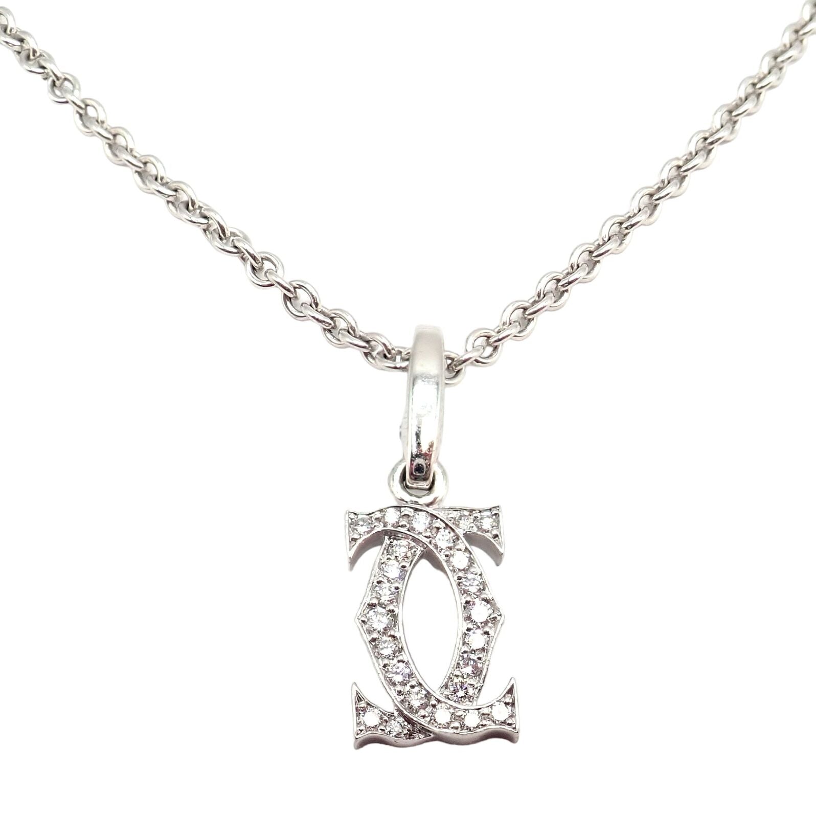 Cartier Jewelry & Watches:Fine Jewelry:Necklaces & Pendants Authentic! Cartier Double C 18k White Gold Diamond Pendant Necklace
