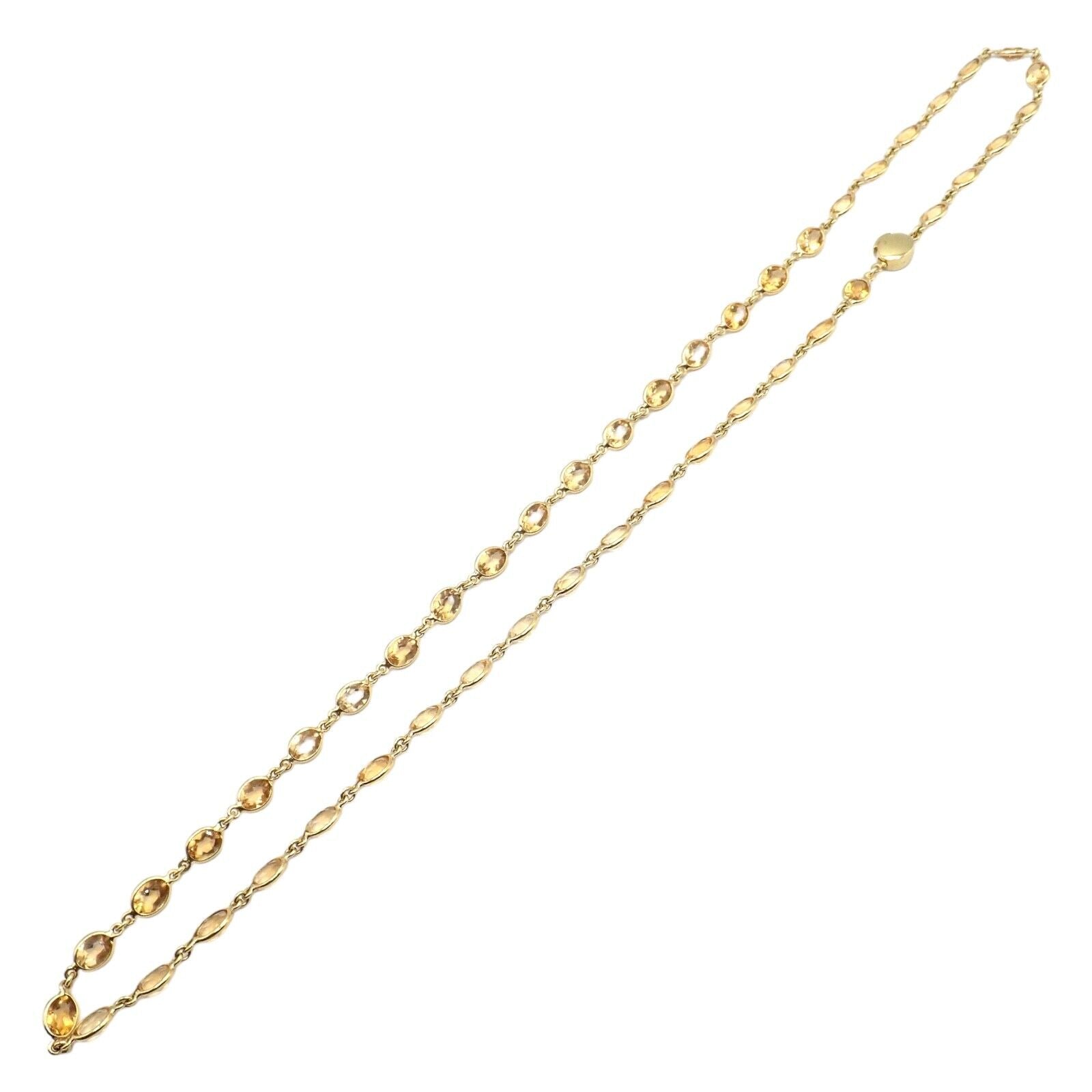 Rare! Authentic Laura Munder 18k Yellow Gold Citrine Long 24" Necklace | Fortrove