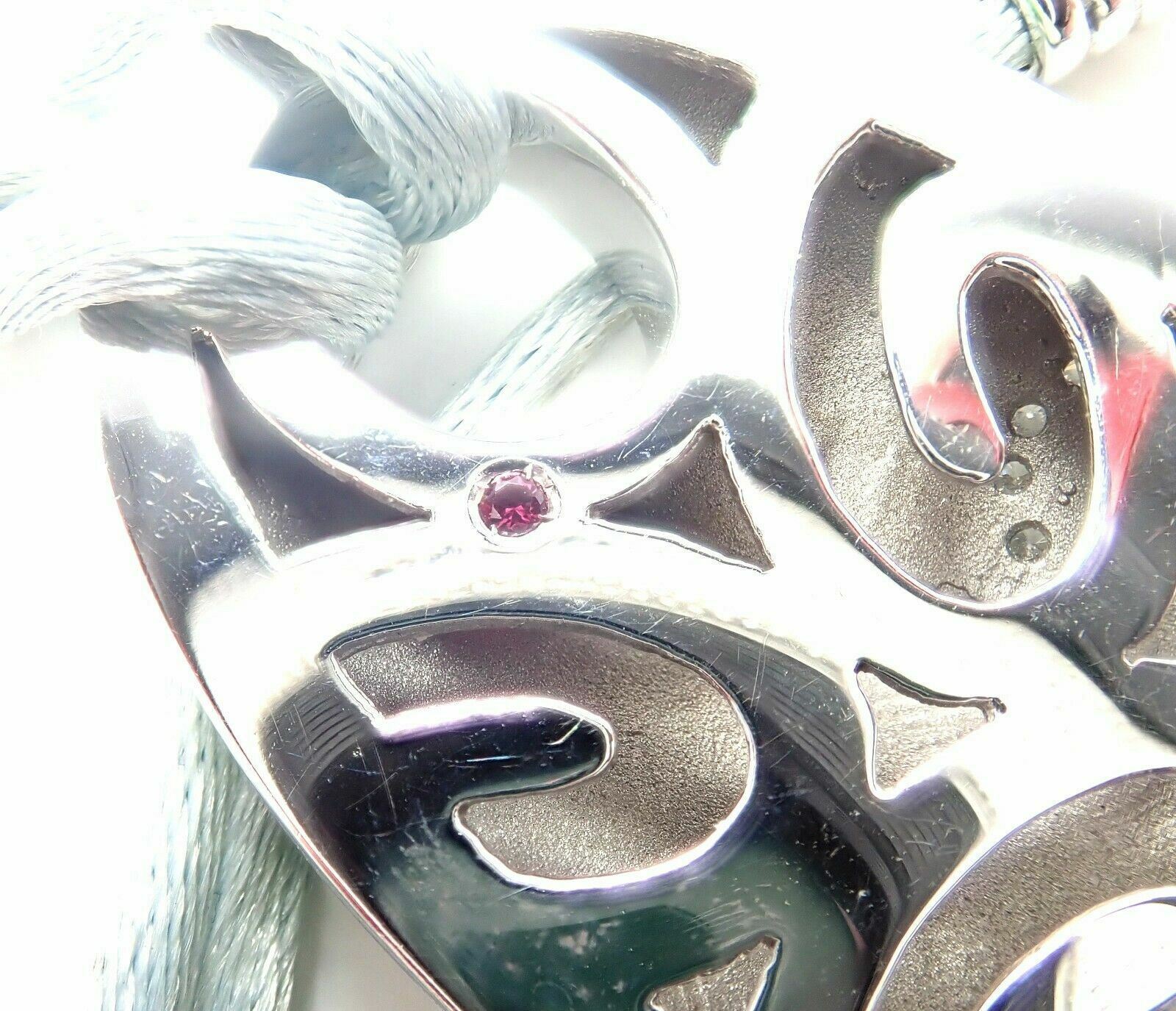 Roberto Coin Jewelry & Watches:Fine Jewelry:Necklaces & Pendants Roberto Coin 18k White Gold Diamond Green Enamel Silk Cord Pendant Necklace