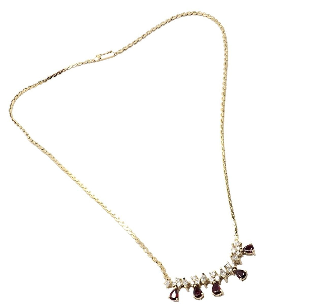 Rare! Authentic H. Stern 18k Yellow Gold White Diamond Ruby Necklace