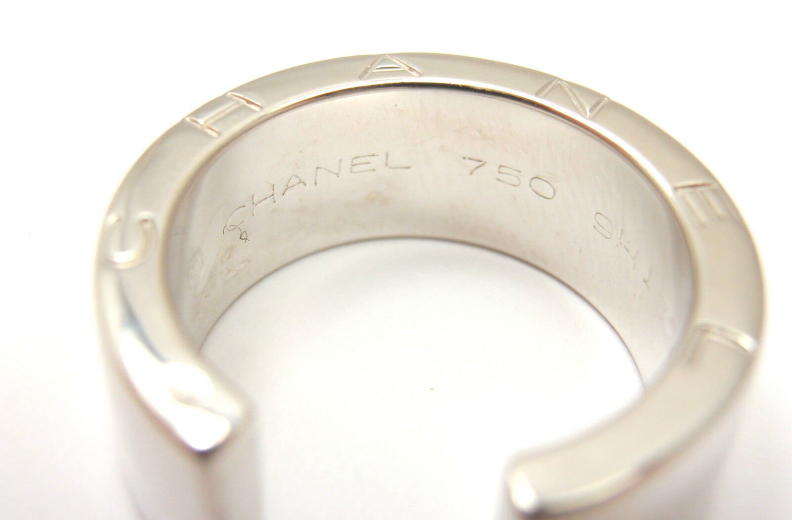 Chanel Jewelry & Watches:Fine Jewelry:Rings ELEGANT and STYLISH. CHANEL 18K WHITE GOLD SMOOTH OPEN RING, SIZE 5.5