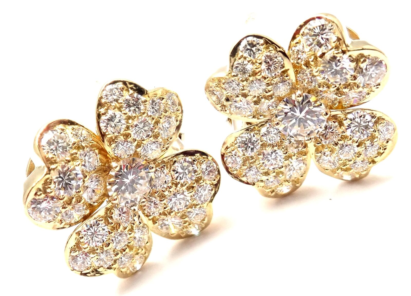 Van Cleef & Arpels Authentic! Van Cleef & Arpels Cosmos 18k Yellow Gold Diamond Flower Earrings