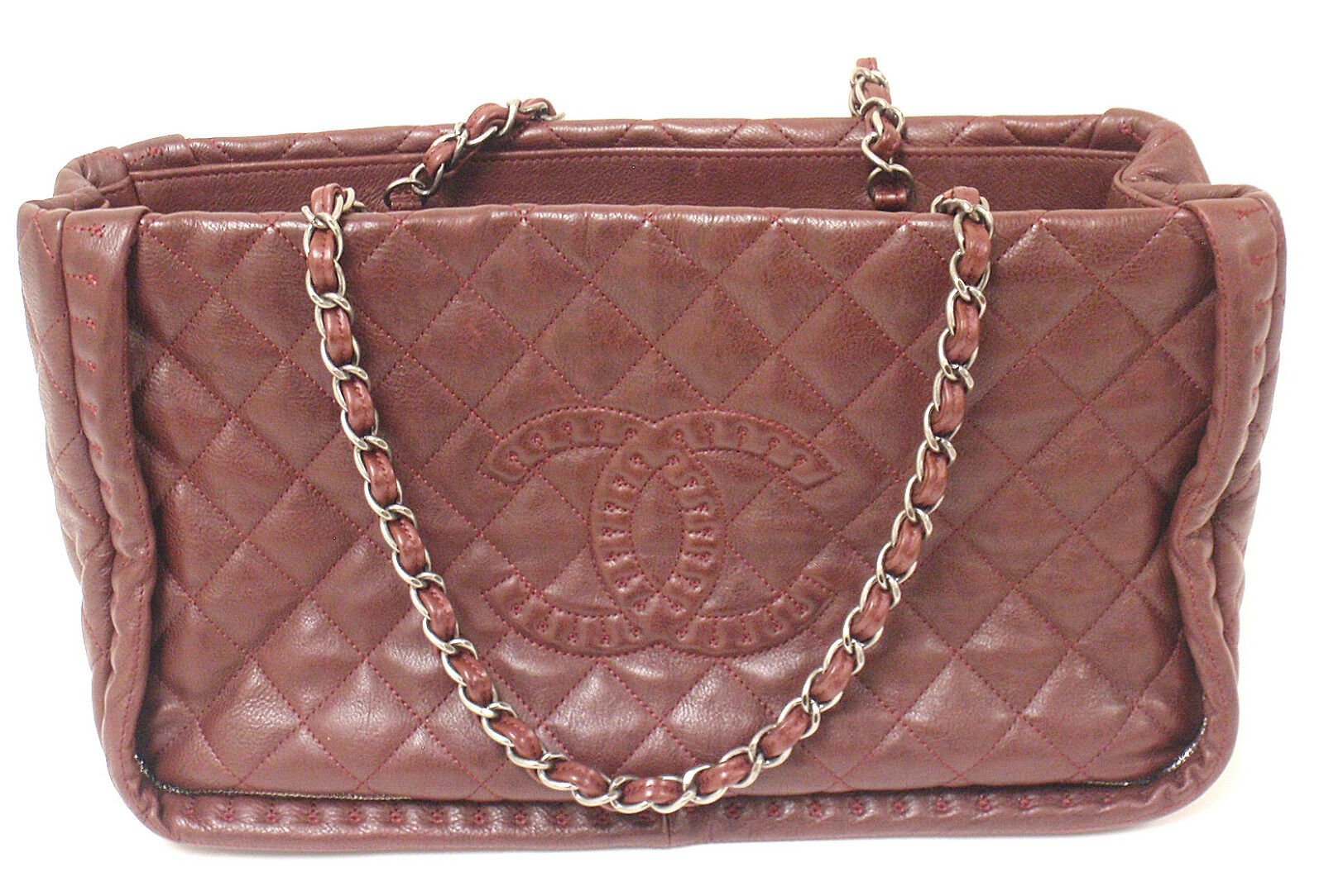 Authentic 2012 Chanel Istanbul Soft Caviar Tote Burgundy Leather Handbag