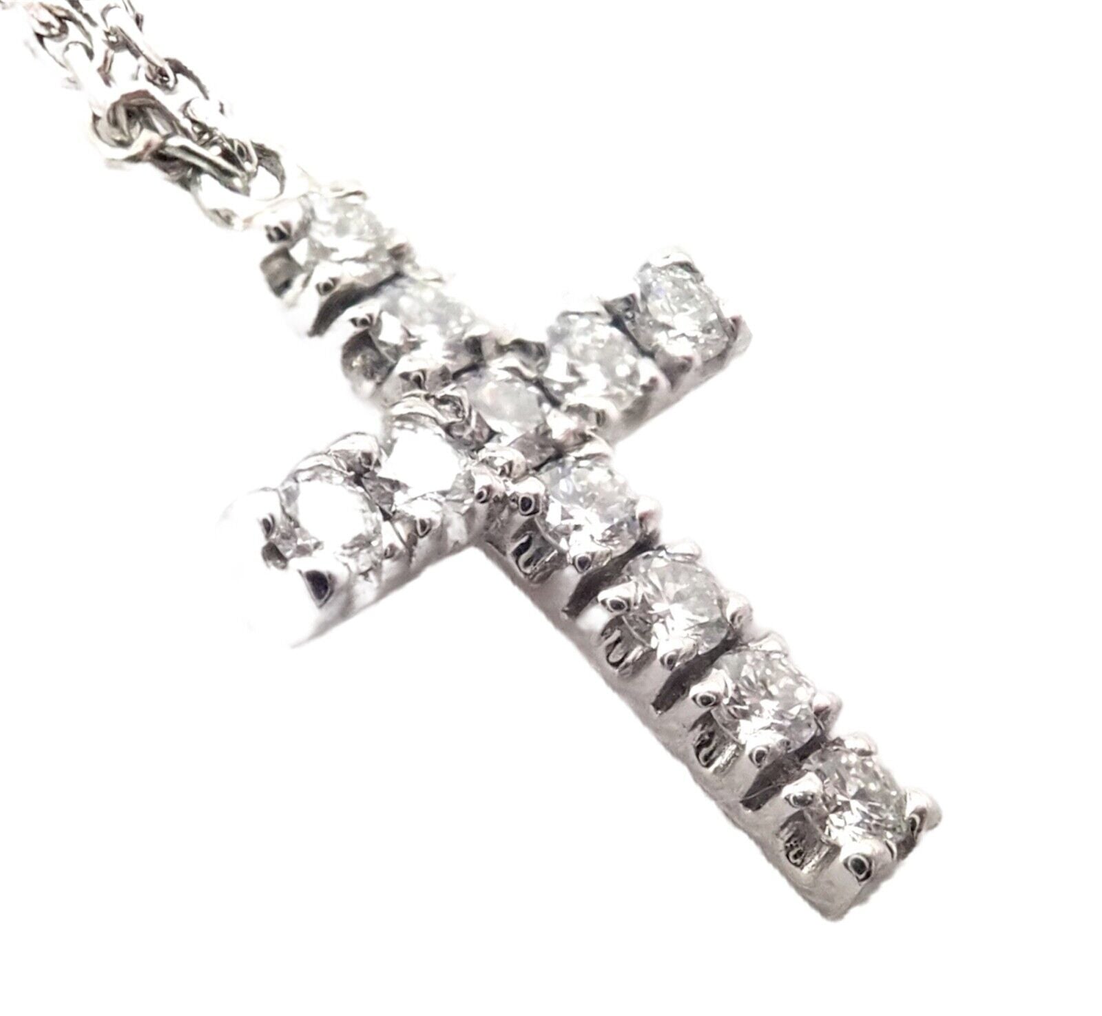 Cartier Jewelry & Watches:Fine Jewelry:Necklaces & Pendants Authentic! Cartier 18k White Gold Diamond Mini Cross Necklace Pendant