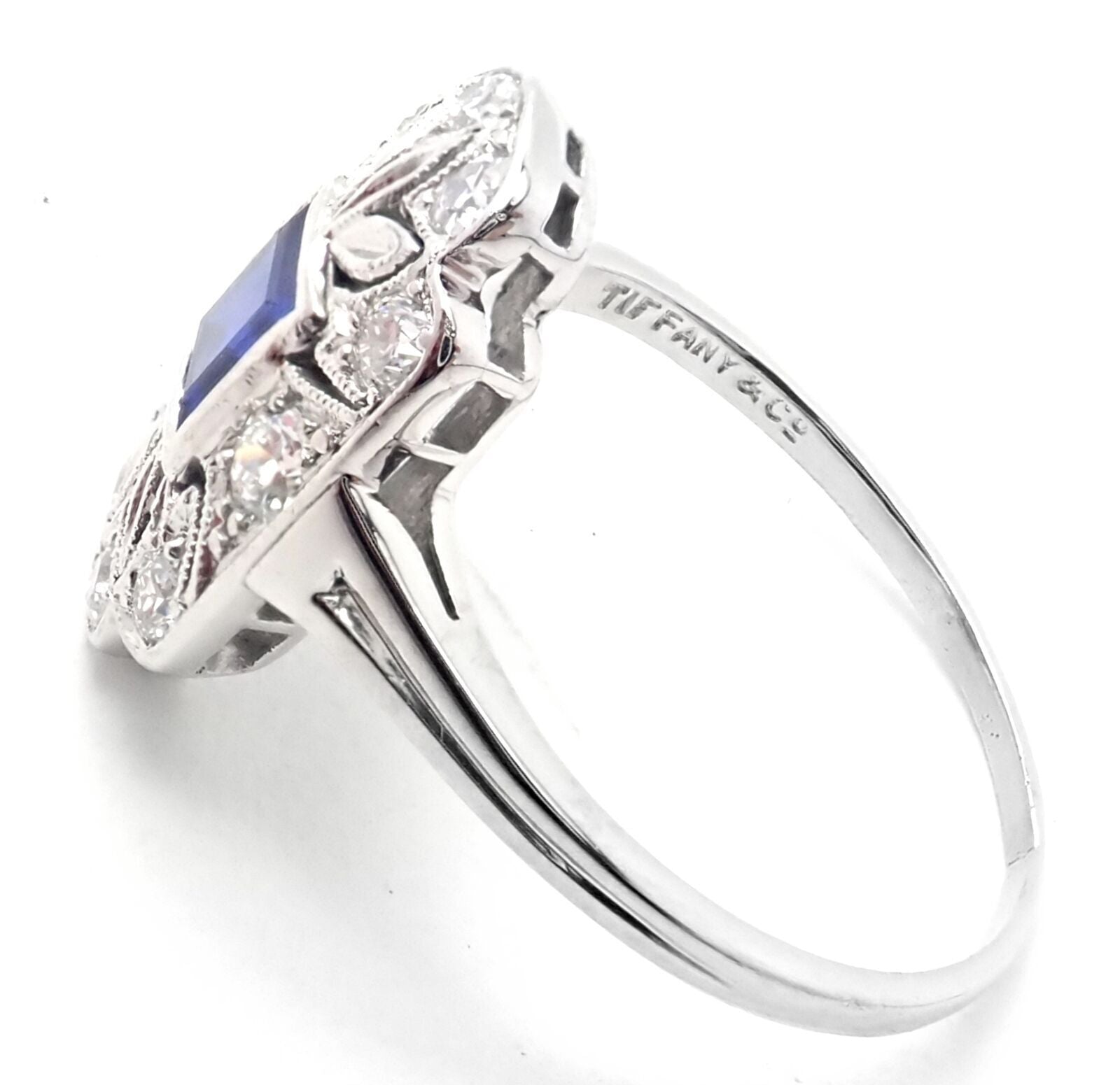 Tiffany & Co. Jewelry & Watches:Fine Jewelry:Rings Vintage! Authentic Tiffany & Co Irid Platinum Diamond Sapphire Cocktail Ring