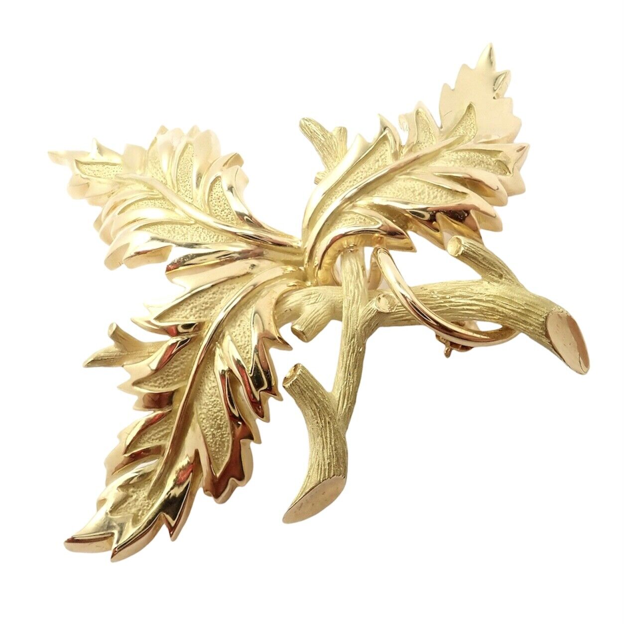 Jean Schlumberger for Tiffany & Co Jewelry & Watches:Fine Jewelry:Brooches & Pins Rare! Tiffany & Co Schlumberger 18k Yellow Gold Three Leaf Pin Brooch 1970s
