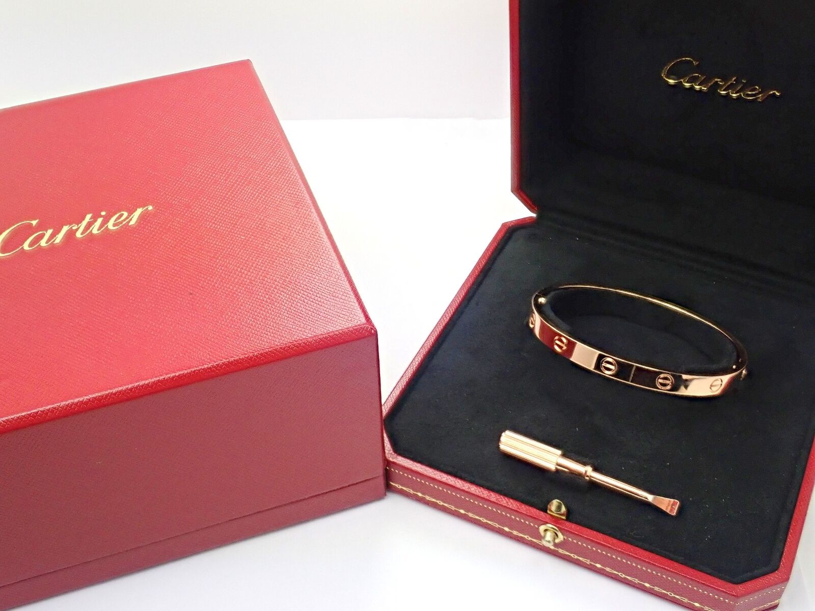 Cartier Jewelry & Watches:Fine Jewelry:Bracelets & Charms Authentic! Cartier 18k Rose Gold Love Bangle Bracelet Size 18 Cert