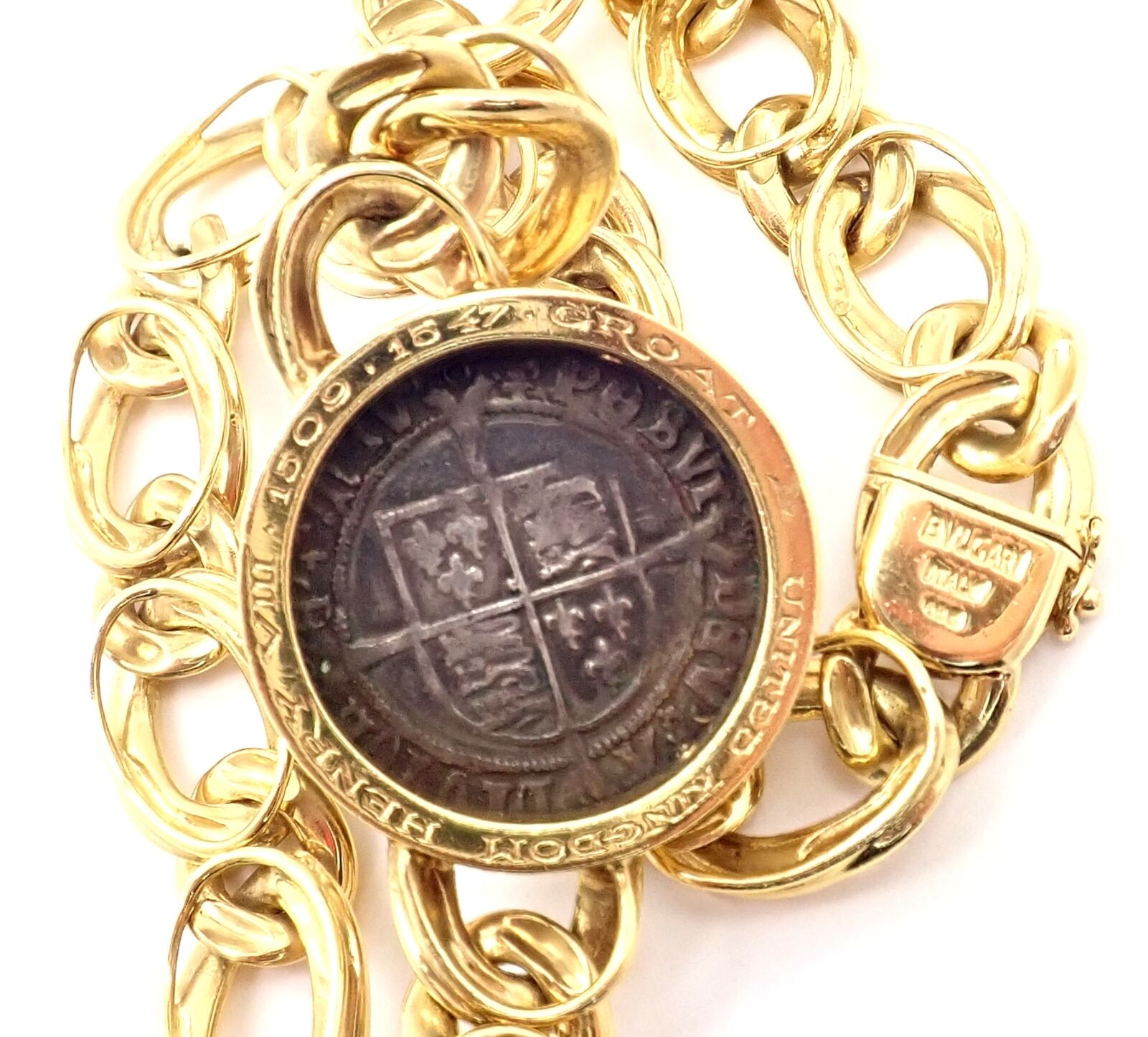 Bvlgari Jewelry & Watches:Fine Jewelry:Necklaces & Pendants Rare! Bvlgari Bulgari 18k Yellow Gold Antique Coin Monete Link Necklace
