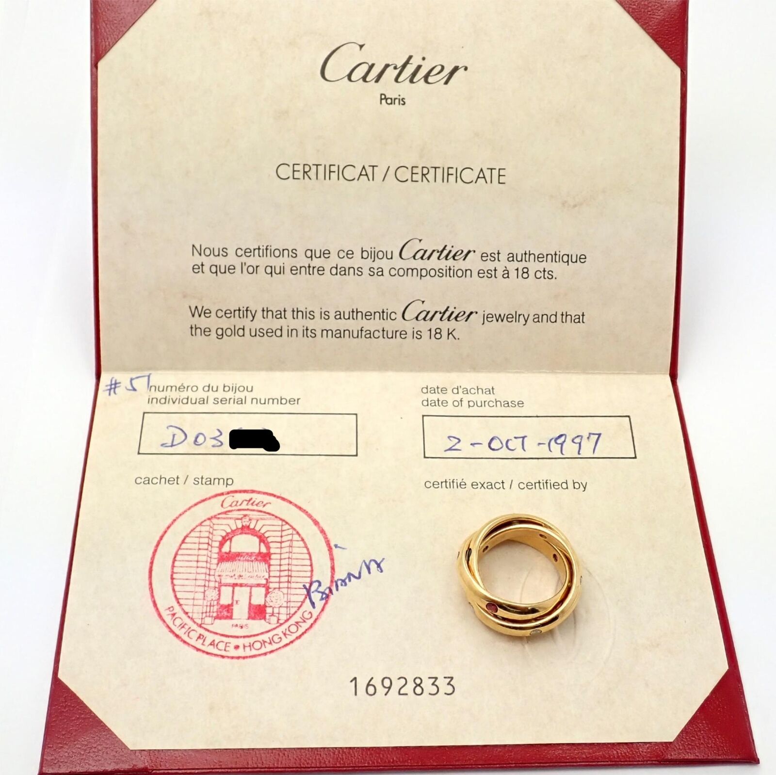 Cartier Jewelry & Watches:Fine Jewelry:Rings Cartier 18k Yellow Gold Ruby Sapphire Diamond Trinity Band Ring Size 51 5.5