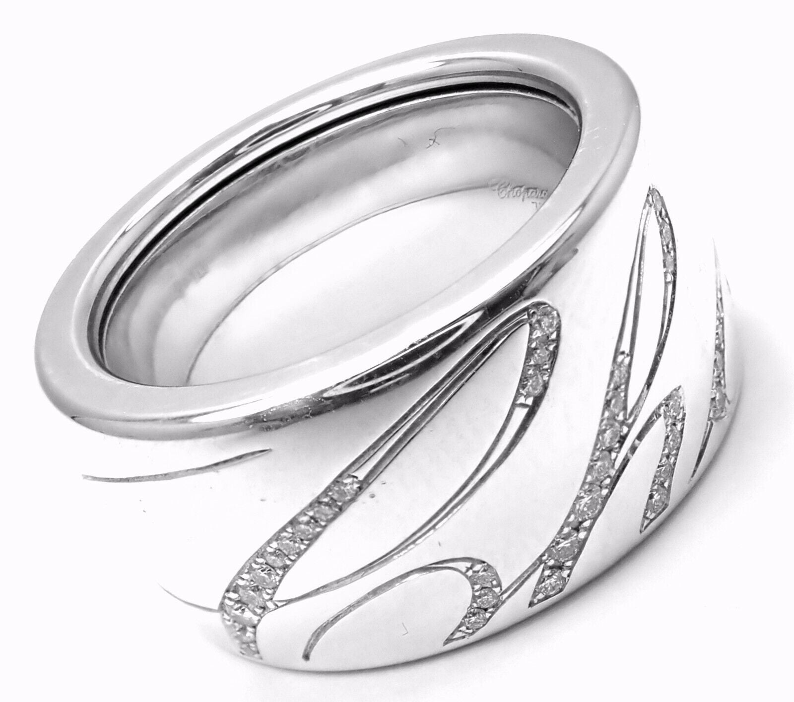 Chopard Jewelry & Watches:Fine Jewelry:Rings Chopard Chopardissimo 18k White Gold Diamond Signature Band Ring Size 6.25 Cert.