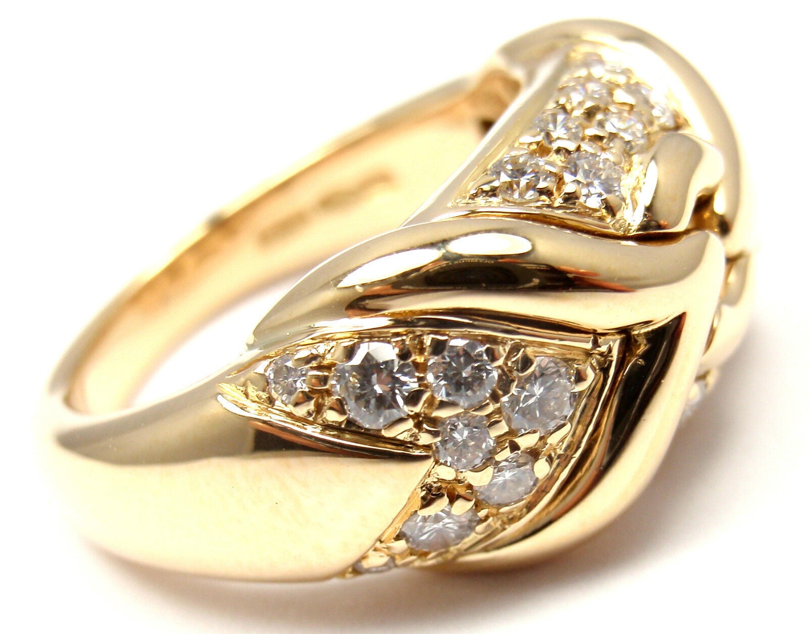 Bulgari Jewelry & Watches:Fine Jewelry:Rings Authentic! Bulgari Bvlgari 18k Yellow Gold Diamond Band Ring