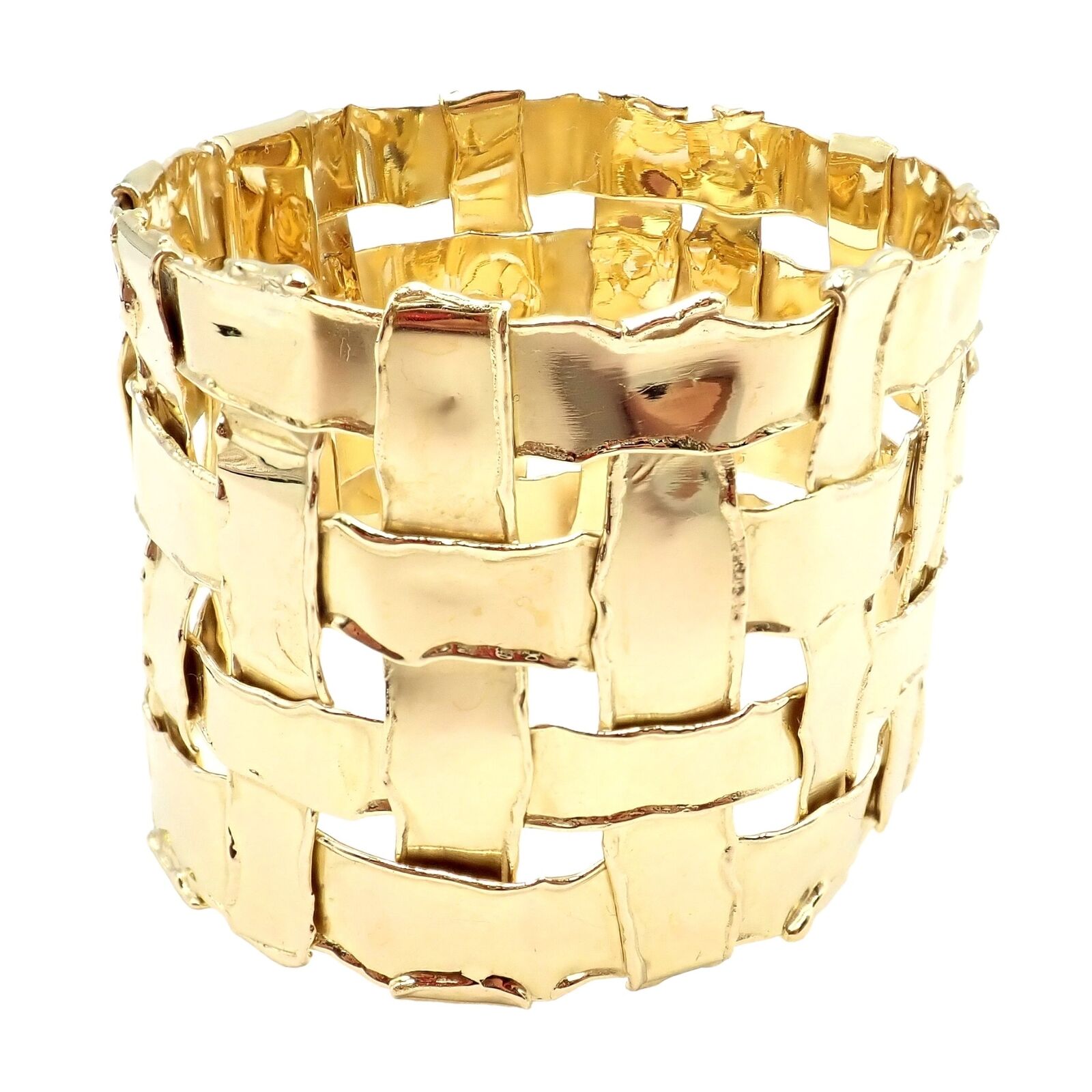 Cartier Jewelry & Watches:Fine Jewelry:Bracelets & Charms Authentic! Vintage Tiffany & Co 18k Yellow Gold Basket Weave Wide Bracelet