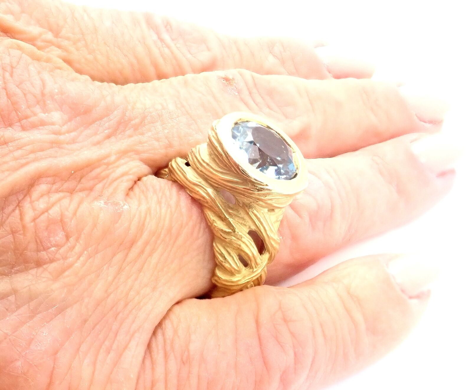 Angela Cummings Jewelry & Watches:Fine Jewelry:Rings Authentic! Angela Cummings 18k Yellow Gold Large Aquamarine Ring