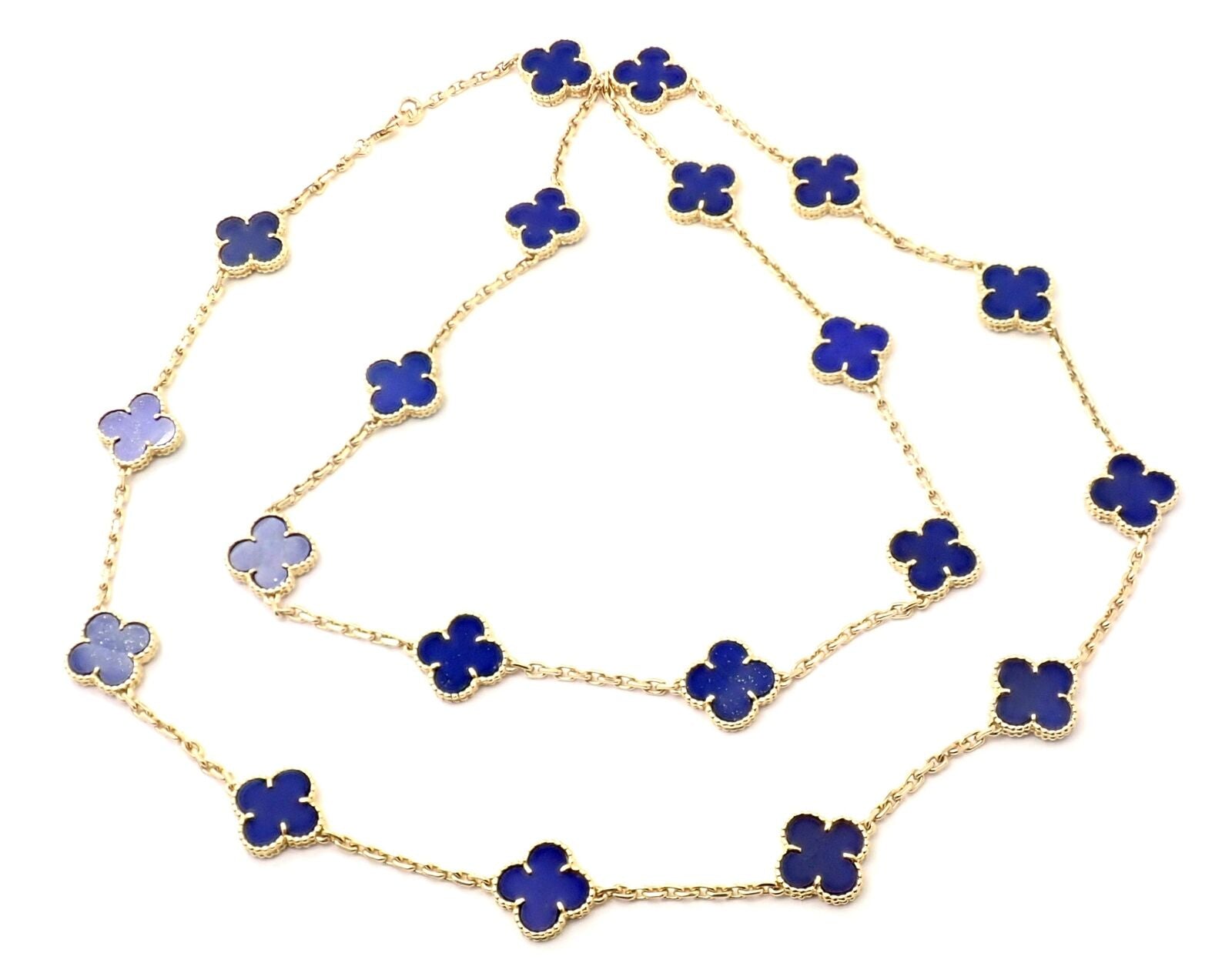 Van Cleef & Arpels Jewelry & Watches:Fine Jewelry:Necklaces & Pendants Authentic! Van Cleef & Arpels 18k Gold 20 Motif Alhambra Lapis Necklace Paper