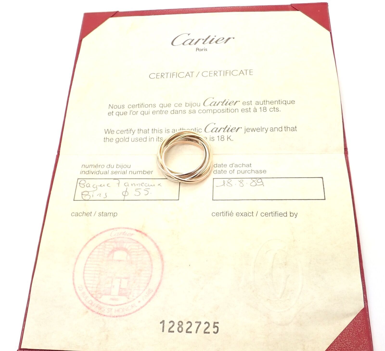 Cartier Jewelry & Watches:Fine Jewelry:Rings Authentic! Cartier Trinity 18k Tricolor Gold 7 Band Rolling Ring Size 55 Cert