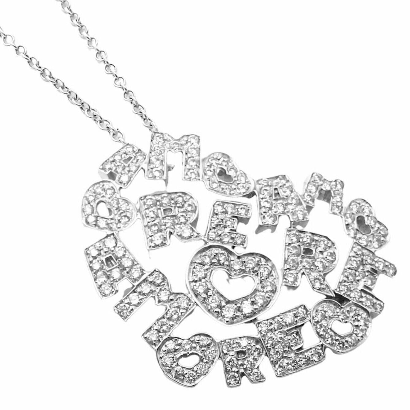 Pasquale Bruni Jewelry & Watches:Fine Jewelry:Necklaces & Pendants Pasquale Bruni 18k White Gold Diamond Heart Letters Of Amore Necklace