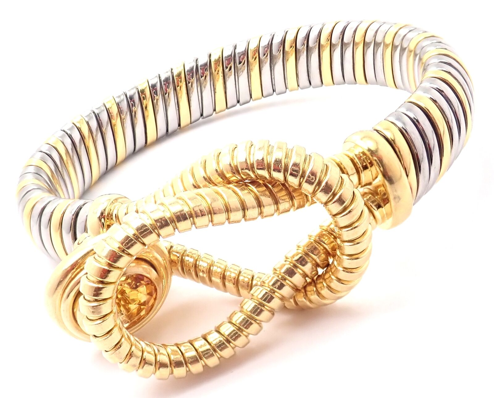 Cartier Jewelry & Watches:Fine Jewelry:Bracelets & Charms Authentic Cartier Hercules Knot 18k Yellow Gold Stainless Steel Citrine Bracelet