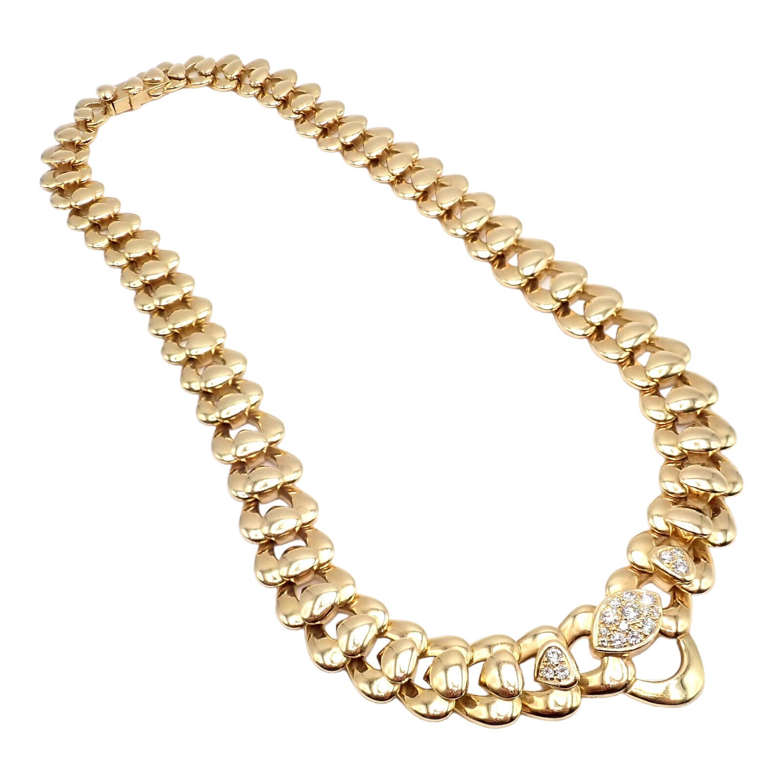 Marina B Jewelry & Watches:Fine Jewelry:Necklaces & Pendants Authentic! Marina B 18k Yellow Gold Heart Diamond Statement Necklace
