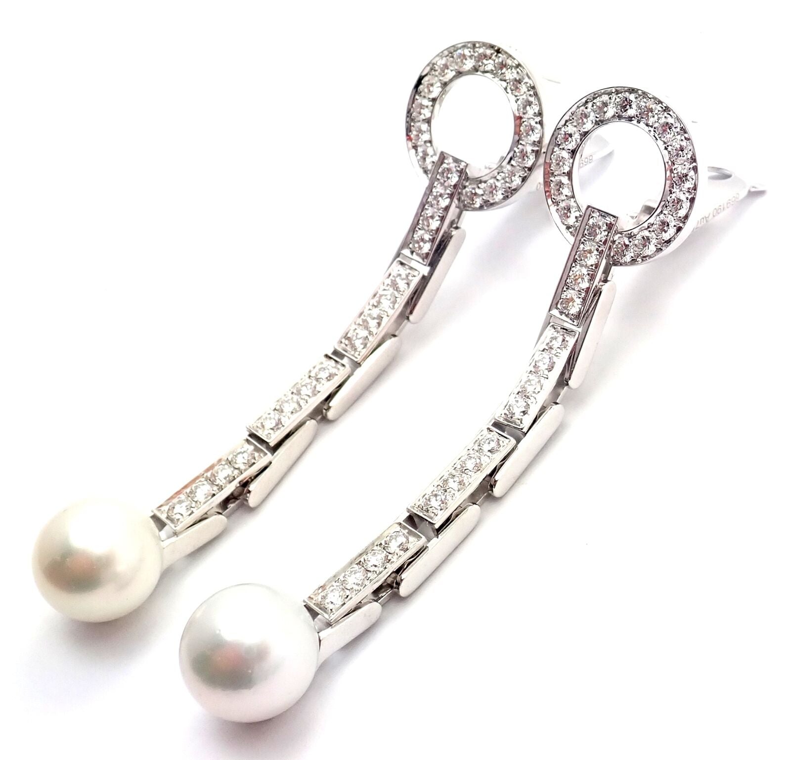 Cartier Jewelry & Watches:Fine Jewelry:Earrings Authentic! Cartier Agrafe 18k White Gold Diamond Pearl Earrings Paper