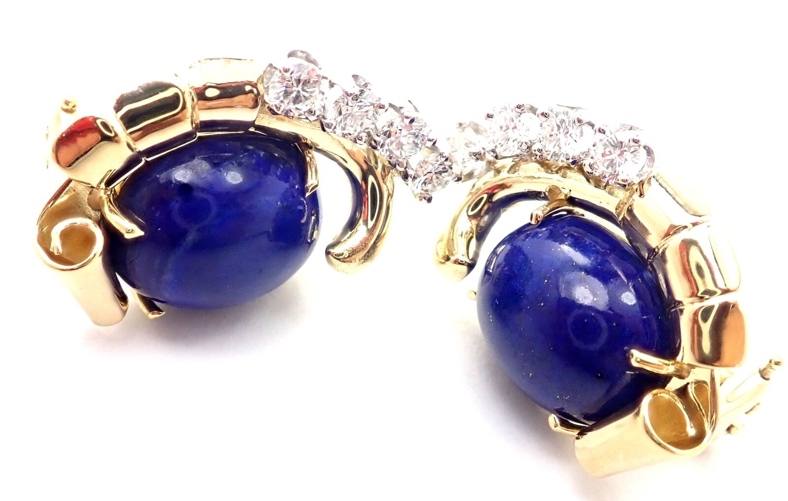 Raymon Yard Jewelry & Watches:Fine Jewelry:Earrings Vintage! Authentic Raymond Yard 18k Yellow Gold Diamond Lapis Lazuli Earrings
