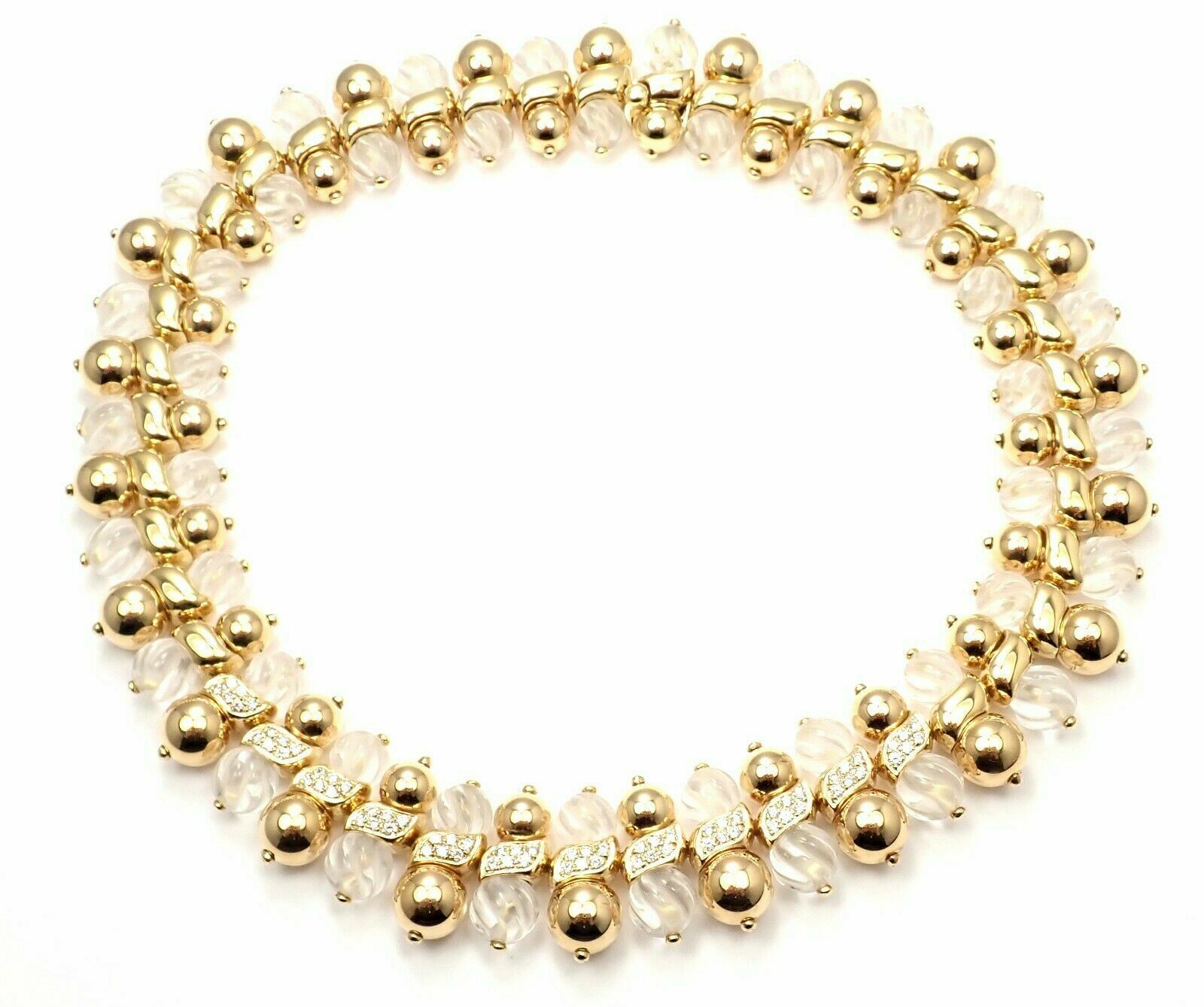 Boucheron Jewelry & Watches:Fine Jewelry:Necklaces & Pendants Authentic! Boucheron Paris 18k Yellow Gold 2.2ct Diamond Rock Crystal Necklace