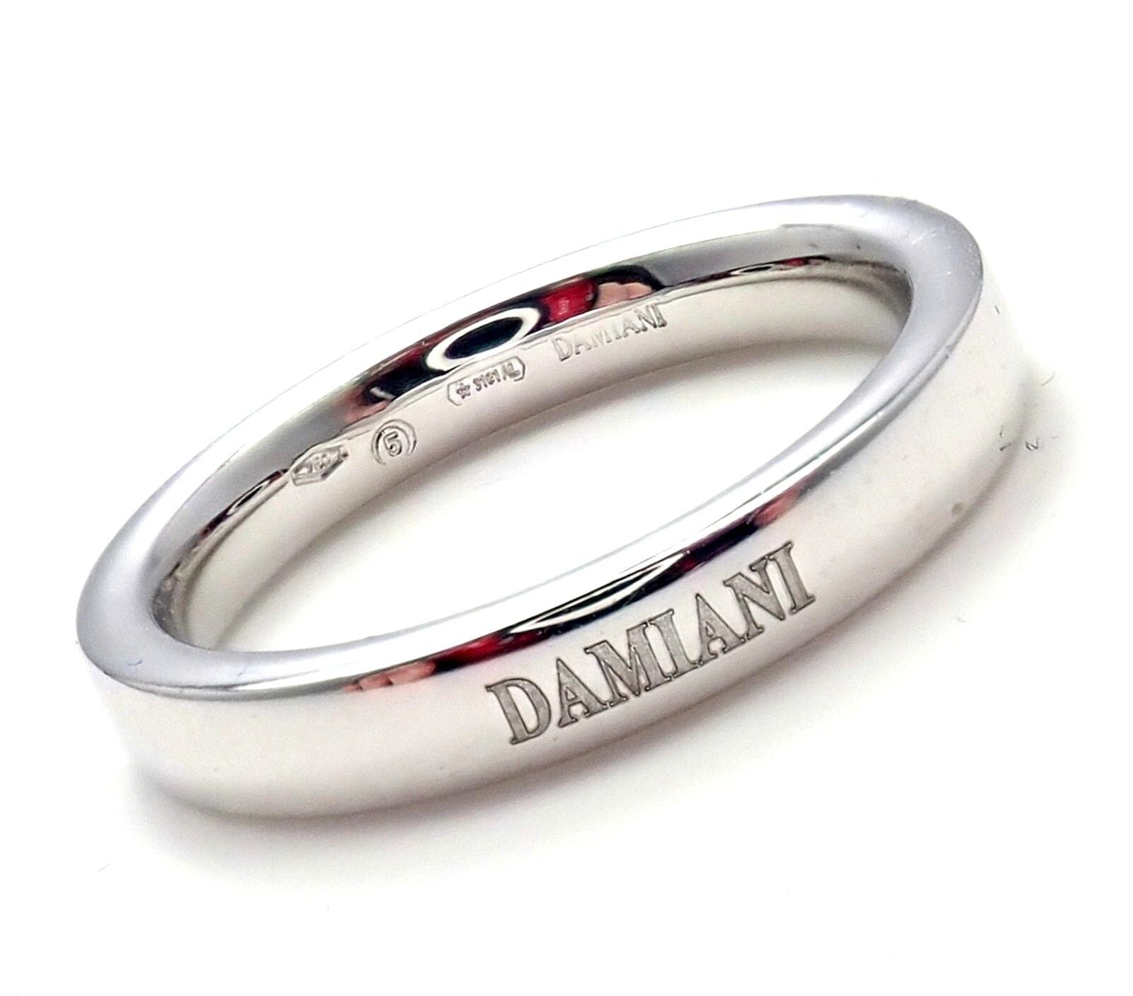 Damiani Jewelry & Watches:Vintage & Antique Jewelry:Rings New! Authentic Damiani 18k White Gold 3.5mm Band Ring Sz 7.5