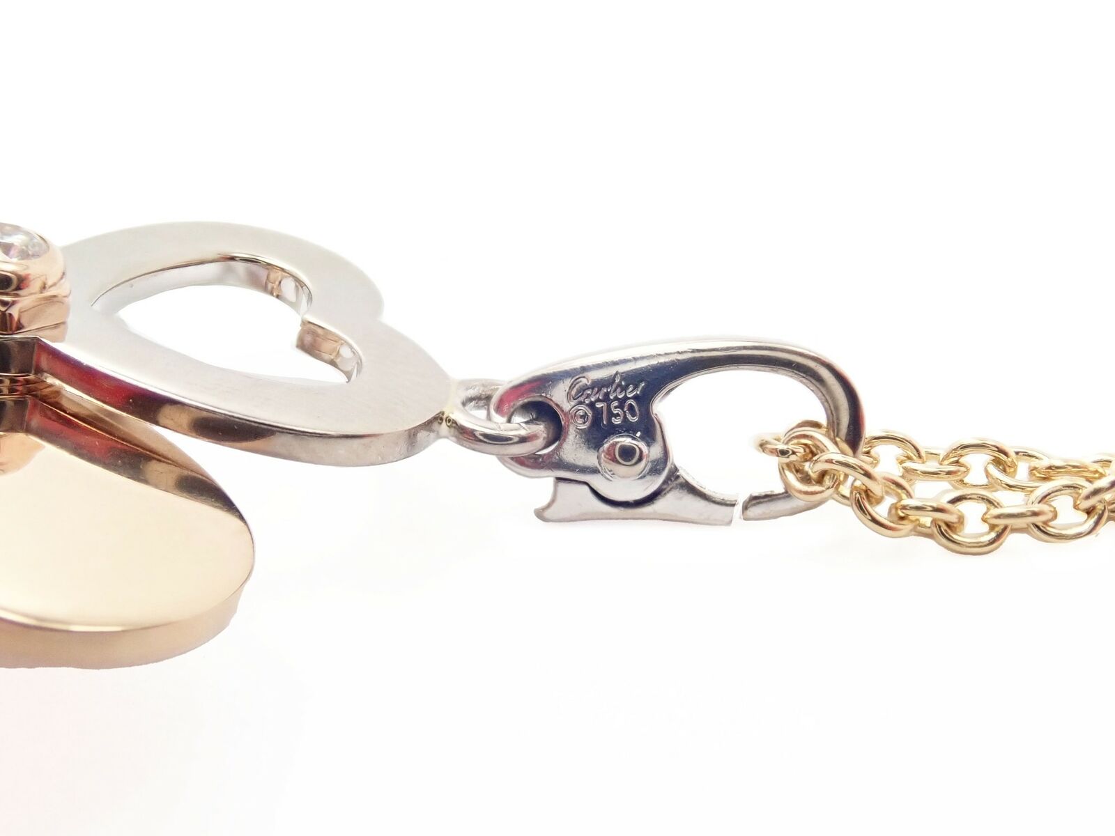 Cartier Jewelry & Watches:Fine Jewelry:Necklaces & Pendants Authentic! Cartier 18k Tri-Color Gold 2 Diamond 4 Leaf Clover Pendant Necklace