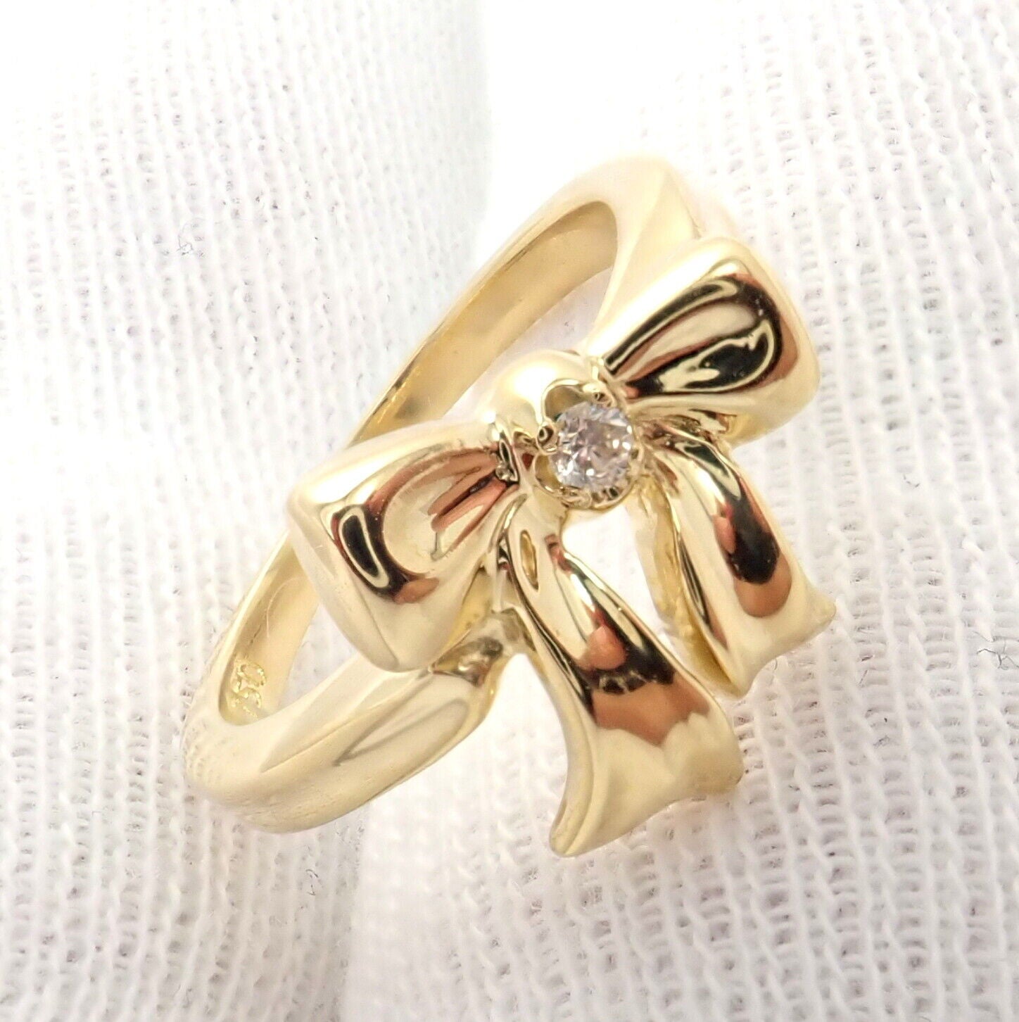 Tiffany & Co Jewelry & Watches:Fine Jewelry:Rings Vintage! Tiffany & Co. 18k Yellow Gold Diamond Ribbon Bow Band Ring
