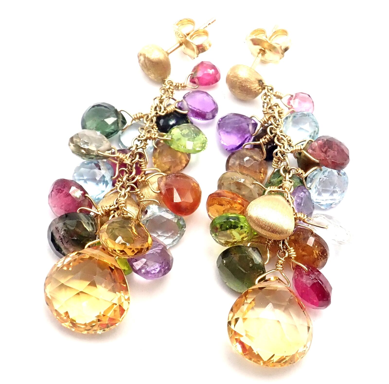 Marco Bicego Jewelry & Watches:Fine Jewelry:Earrings Authentic! Marco Bicego 18k Yellow Gold Paradise Multicolor Gems Drop Earrings