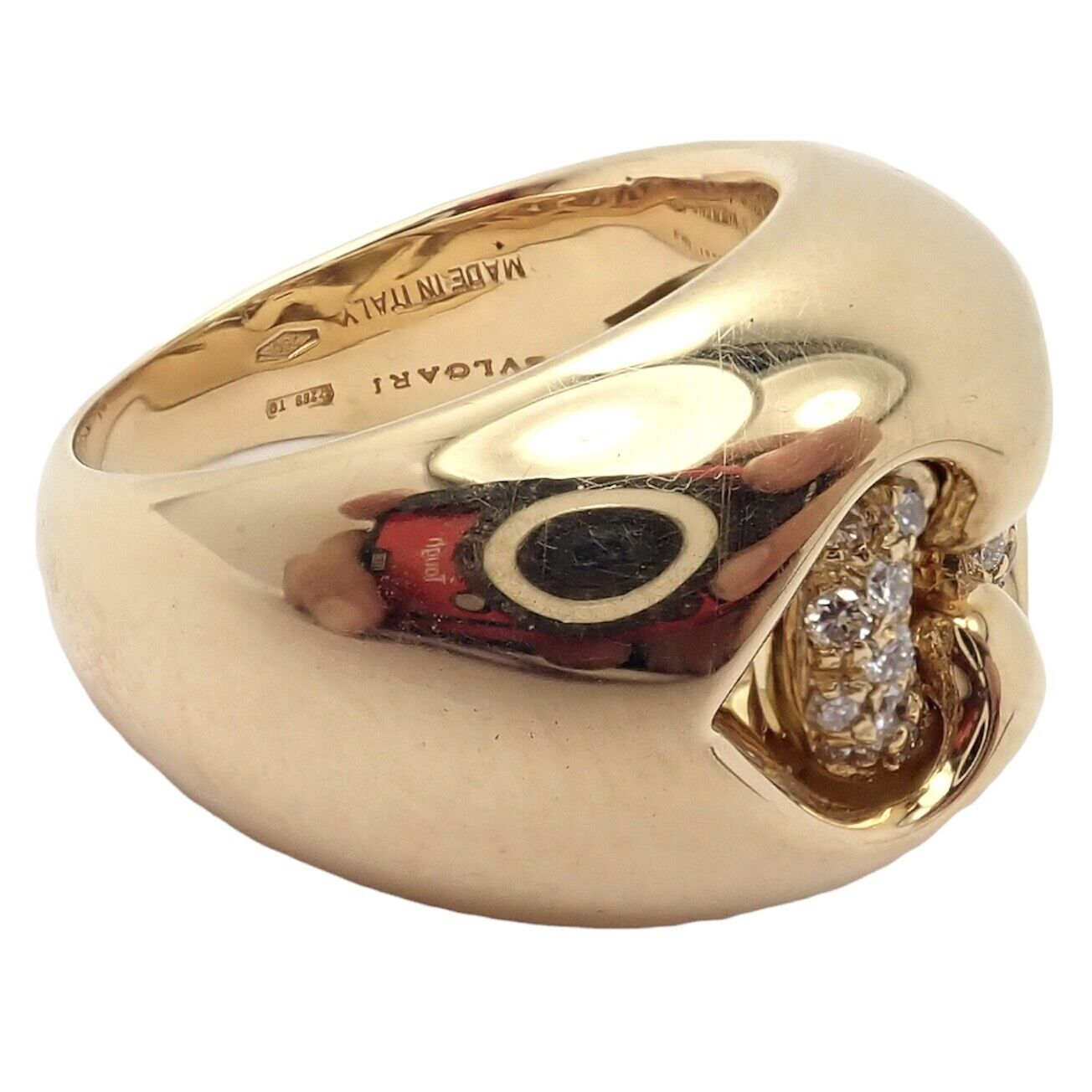 Bulgari Jewelry & Watches:Fine Jewelry:Rings Authentic! BULGARI BVLGARI 18k Yellow Gold Diamond Ring