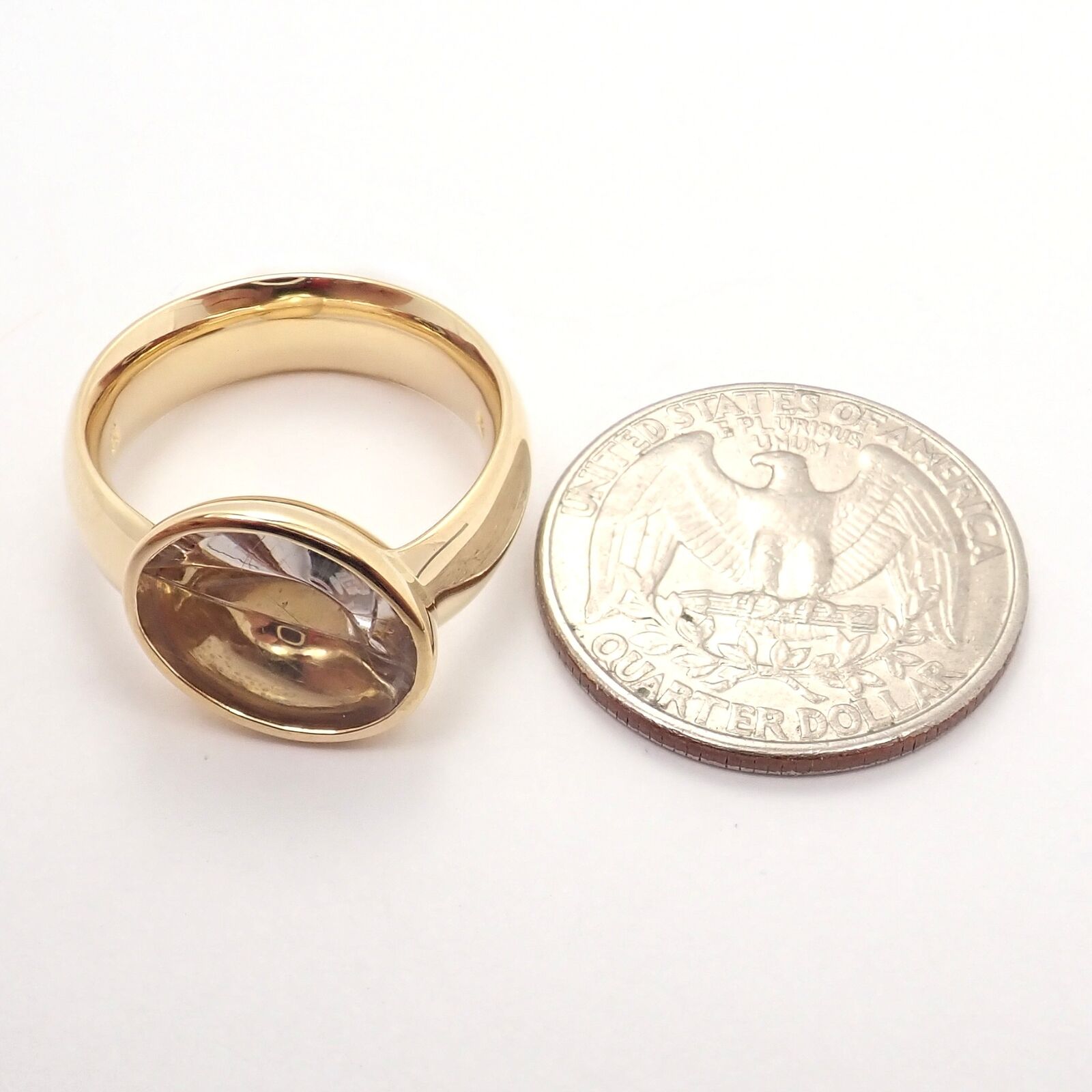 Georg Jensen Jewelry & Watches:Fine Jewelry:Rings Rare Georg Jensen 18K Yellow Gold Rutilated Quartz Nordic Summer Ring sz 7.75
