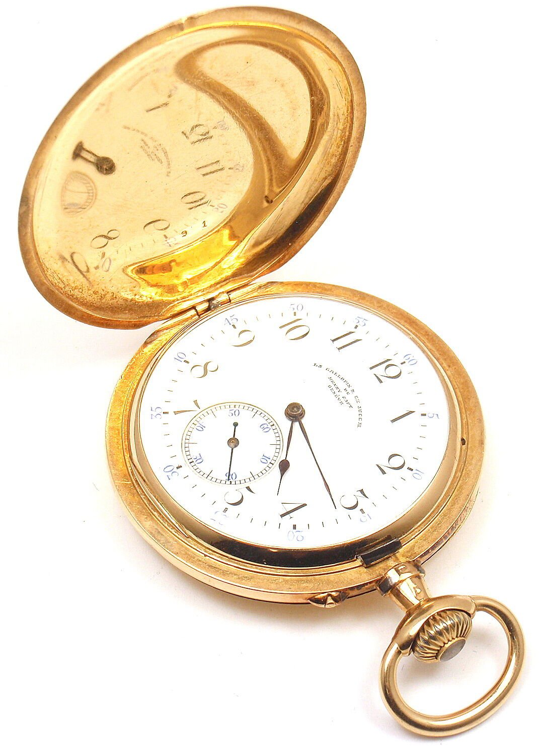 Henry Capt Jewelry & Watches:Watches, Parts & Accessories:Watches:Pocket Watches BEAUTIFUL RARE HENRY CAPT 18K YELLOW GOLD FINE CHRONOMATIC POCKET WATCH
