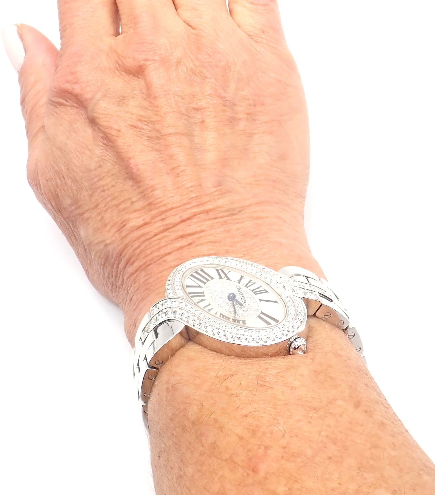 Cartier Jewelry & Watches:Watches, Parts & Accessories:Watches:Wristwatches Authentic! Cartier Delices de Cartier 18k White Gold Diamond Quartz Watch 3380
