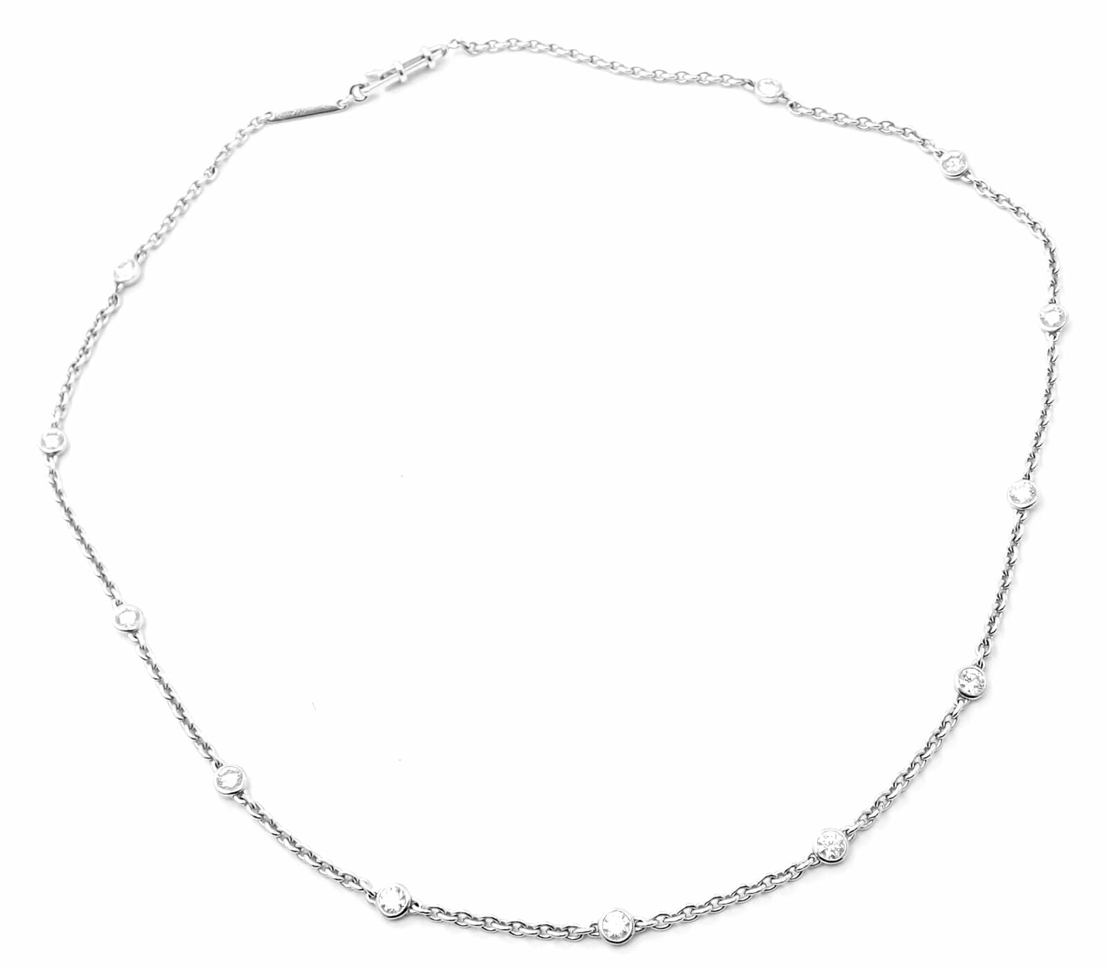 Authentic Cartier 18k White Gold 1.5ct Diamond By The Yard Chain Necklace