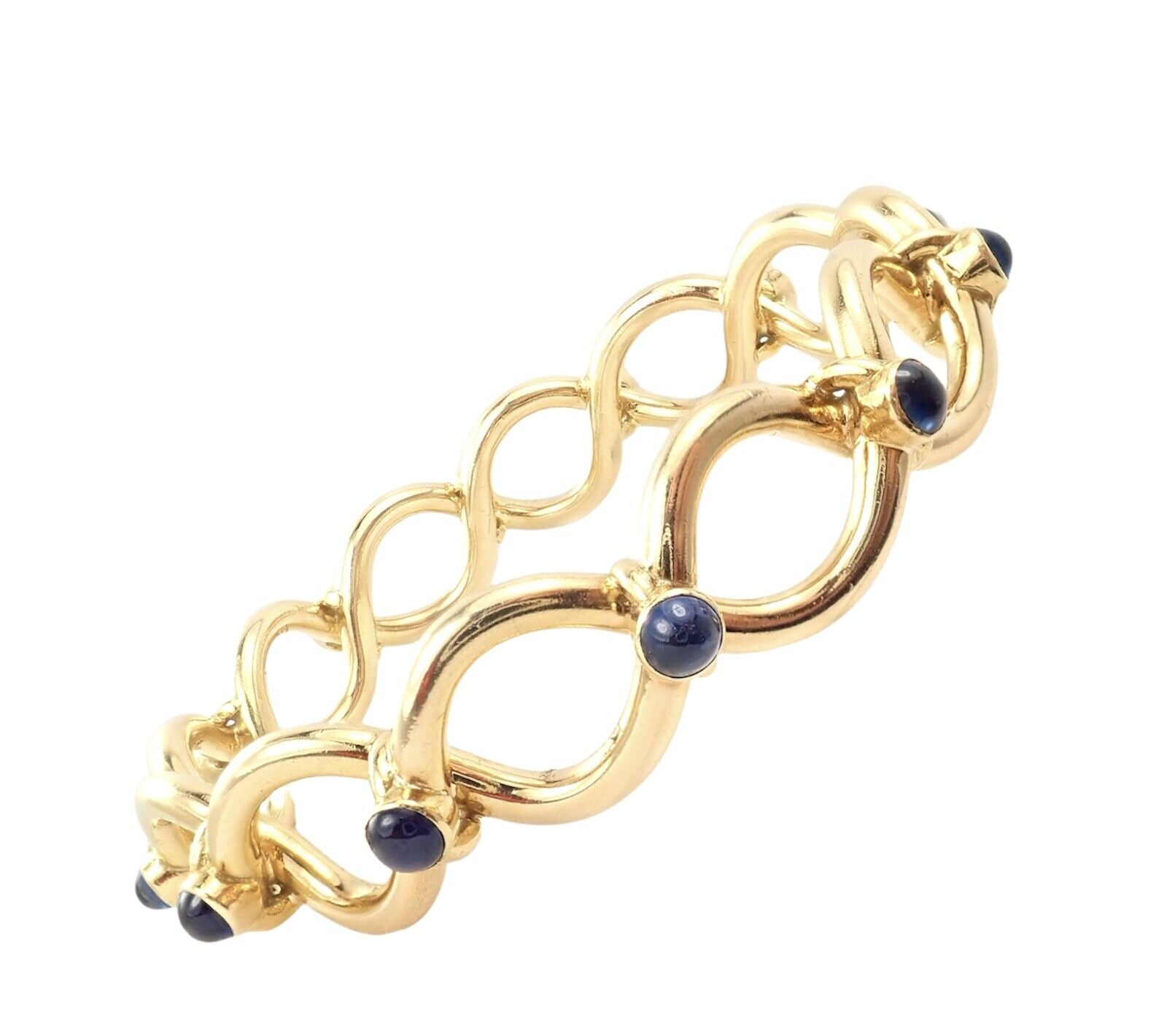 Tiffany & Co. Jewelry & Watches:Fine Jewelry:Bracelets & Charms Rare! Authentic Tiffany & Co 18k Yellow Gold France Sapphire Bangle Bracelet