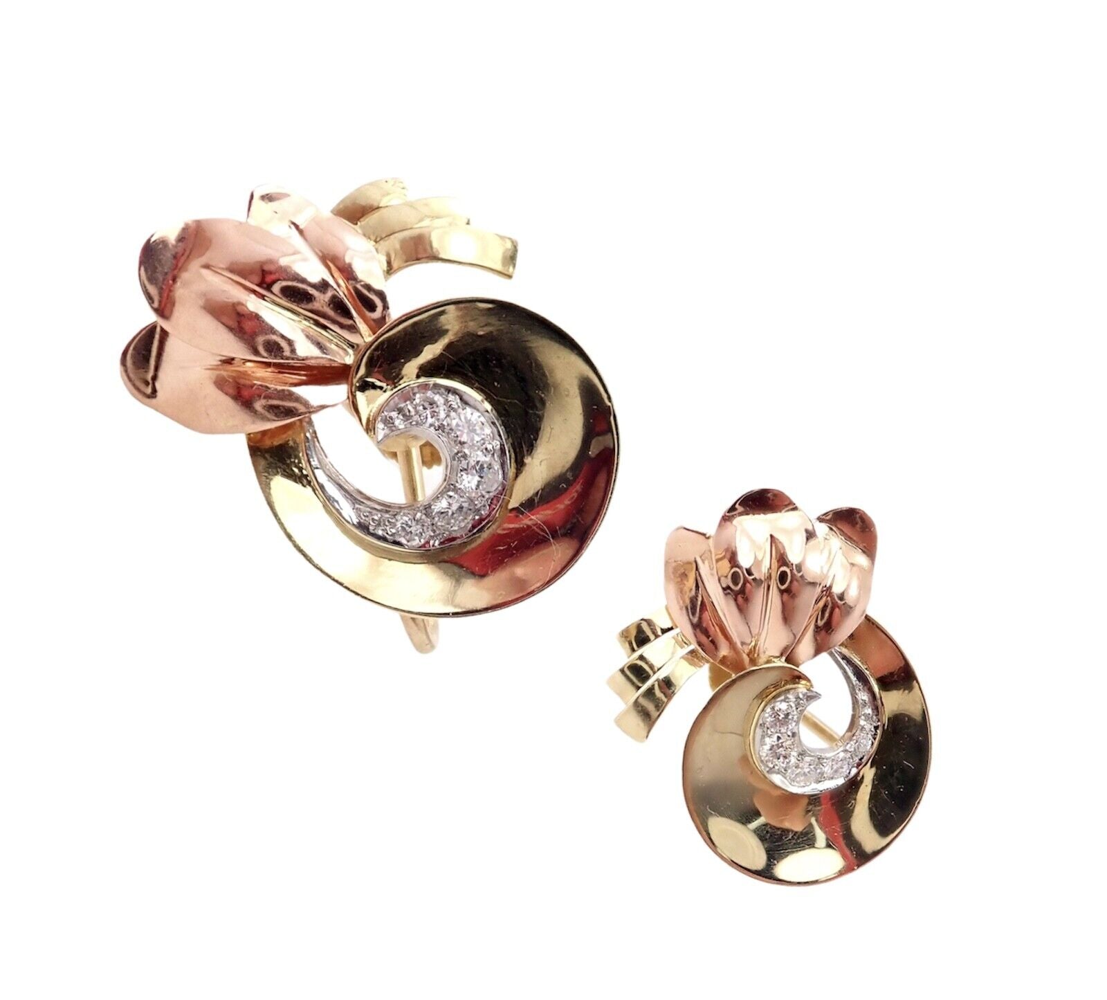Tiffany & Co. Jewelry & Watches:Fine Jewelry:Earrings Rare Vintage Tiffany & Co 14k Yellow Rose Gold Diamond Screwback Earrings