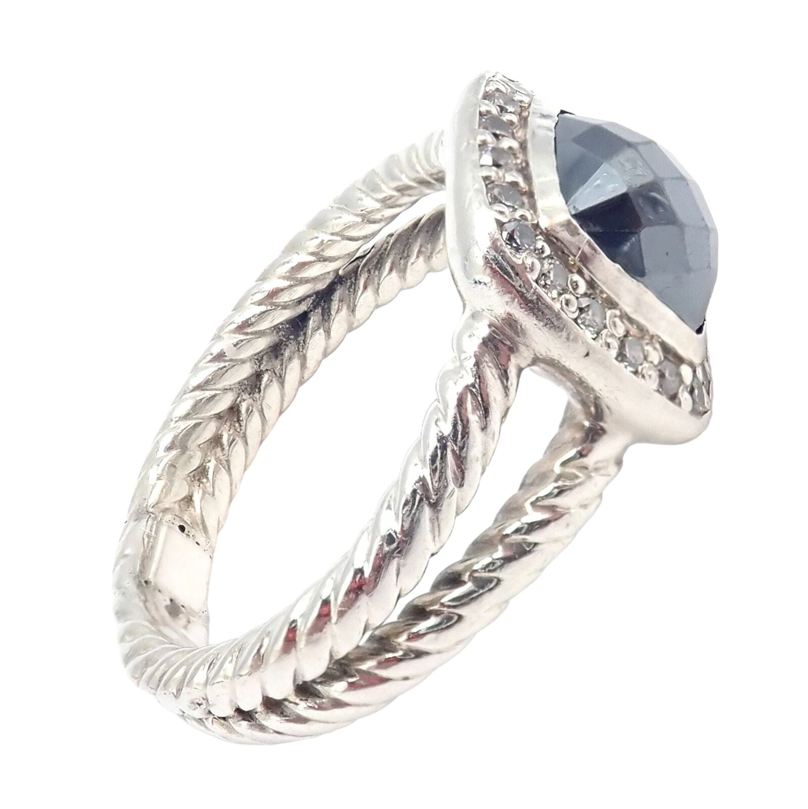 David Yurman Jewelry & Watches:Fine Jewelry:Rings David Yurman DY Silver Hematite Diamond Petite Albion Split Cable Ring sz 7