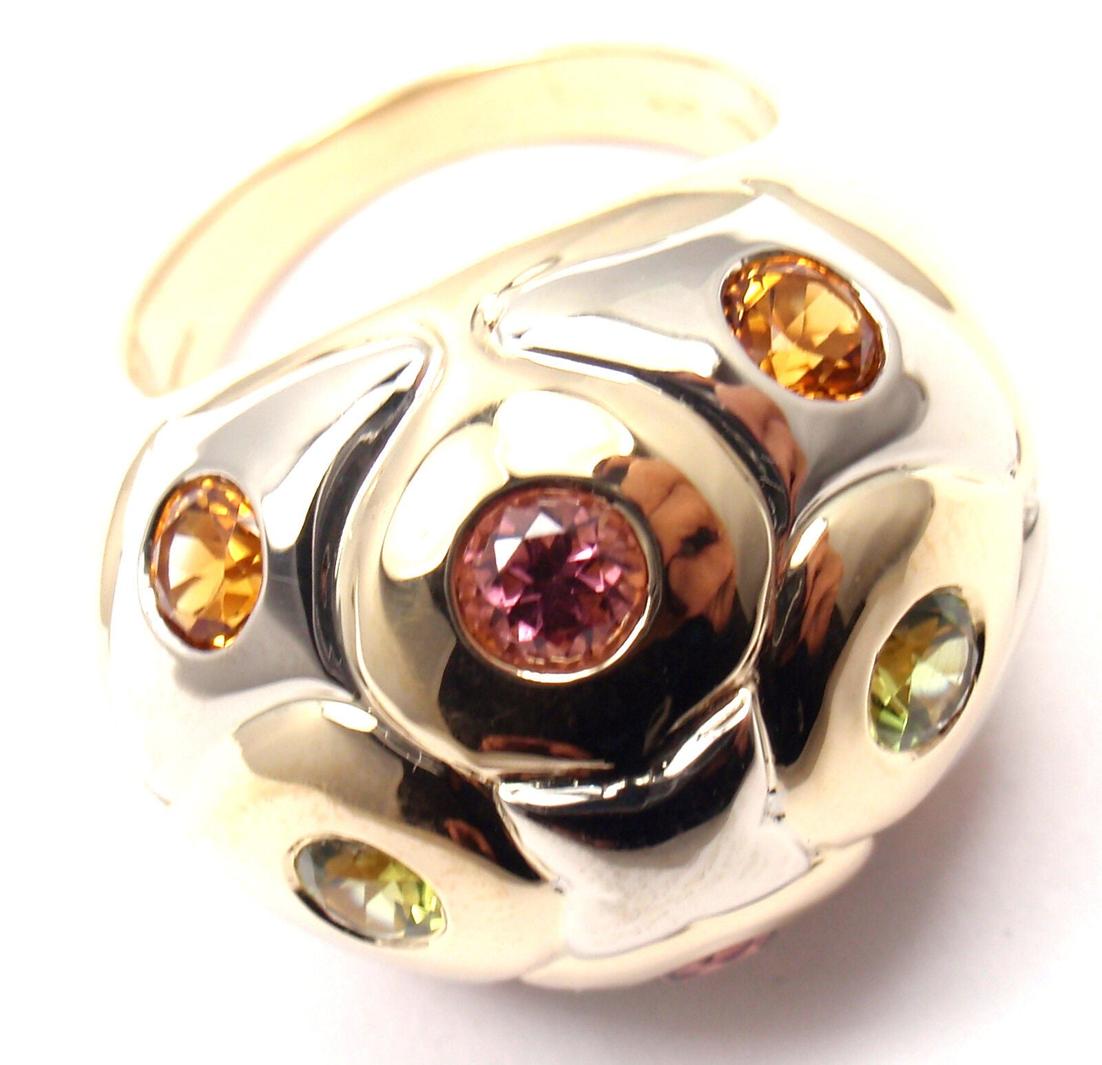 Bulgari Jewelry & Watches:Fine Jewelry:Rings Authentic! Bvlgari Bulgari 18k Yellow White Gold Peridot Citrine Tourmaline Ring