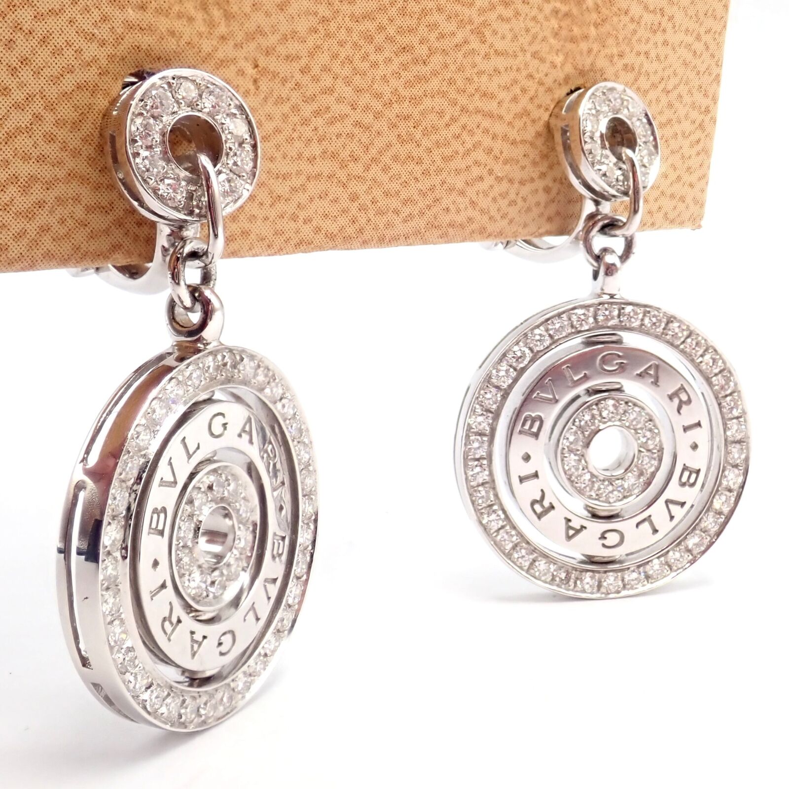 Bvlgari bulgari astrale cerchi 18k discount white gold drop dangle earrings