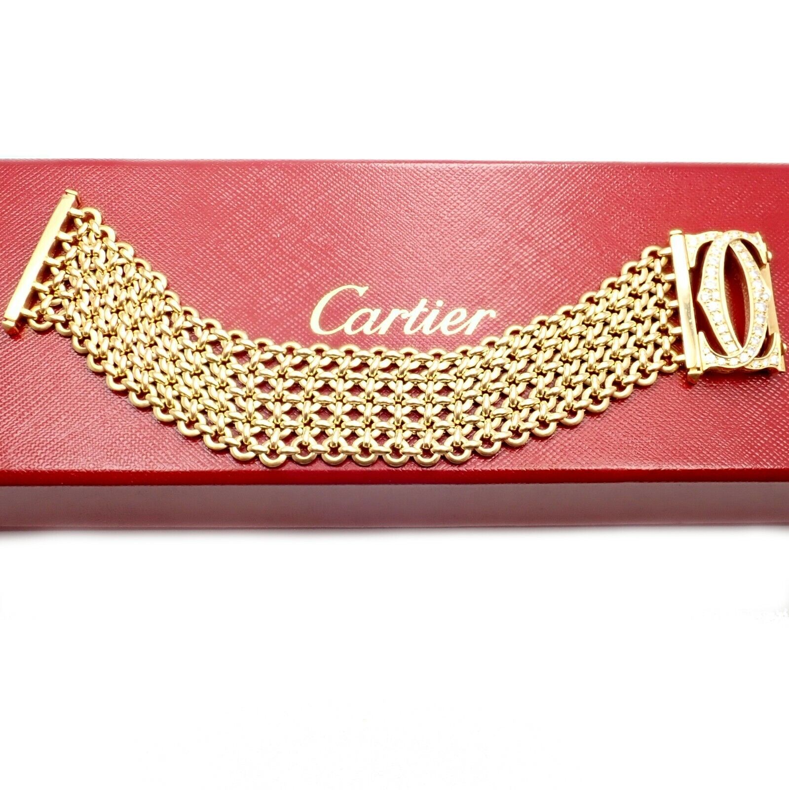 Cartier Jewelry & Watches:Fine Jewelry:Bracelets & Charms Authentic! Cartier Penelope 18k Yellow Gold Diamond Double C 5 Row Link Bracelet