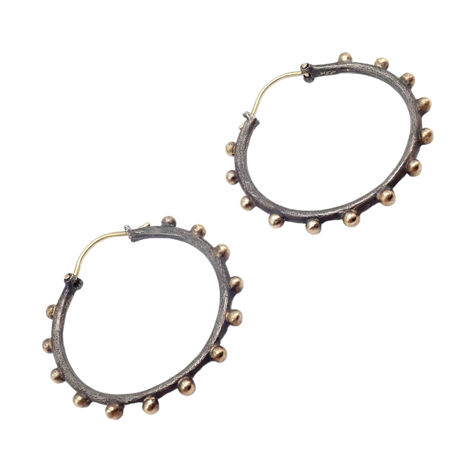 Armenta Jewelry & Watches:Fine Jewelry:Earrings Armenta 18k Yellow Gold & Blackened Sterling Silver Hoop Earrings