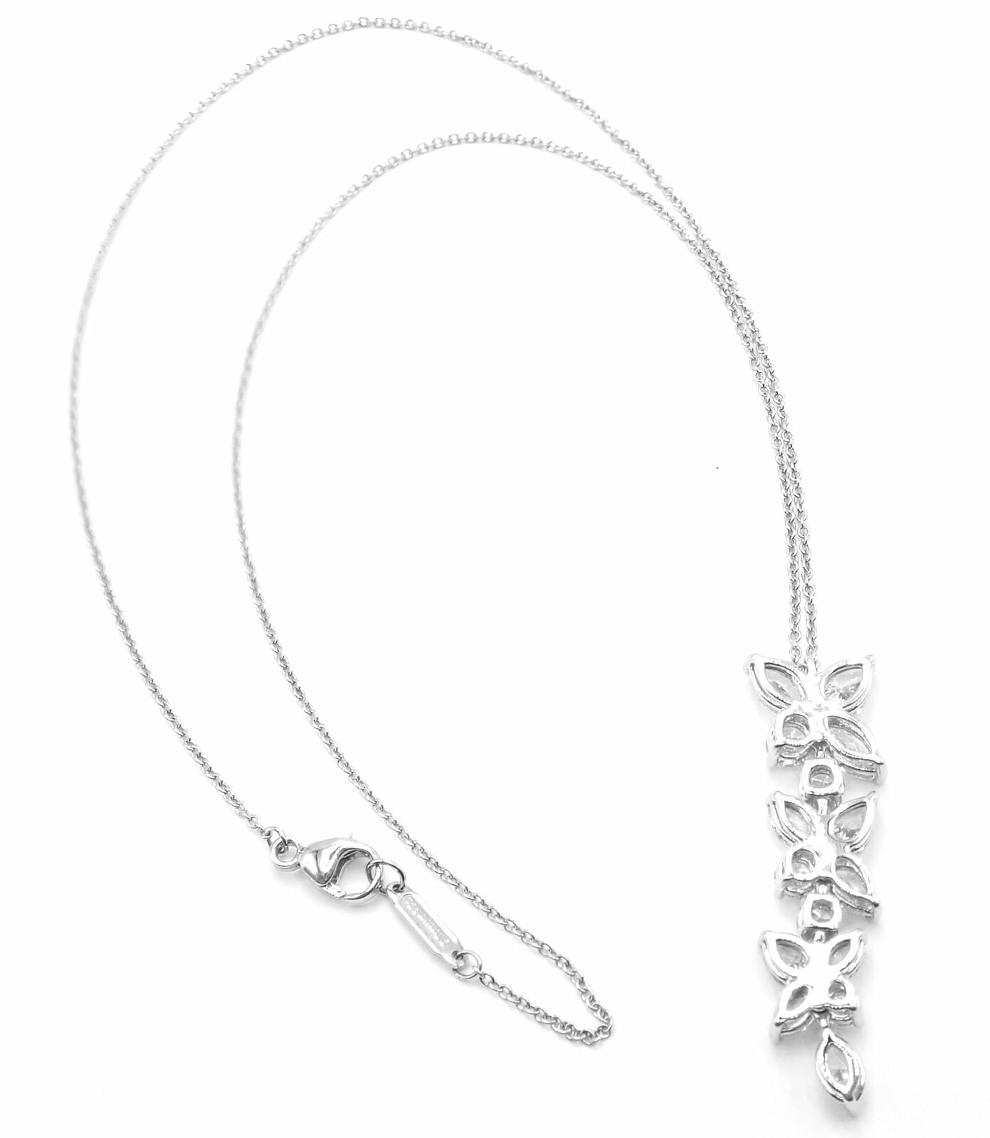 Tiffany & Co. Jewelry & Watches:Fine Jewelry:Necklaces & Pendants Authentic! Tiffany & Co Platinum Diamond Mixed Cluster Drop Pendant Necklace