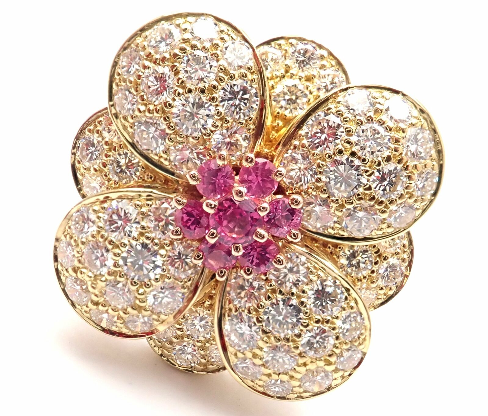 Van Cleef & Arpels Jewelry & Watches:Fine Jewelry:Rings Authentic! Van Cleef & Arpels 18k Rose Gold Pink Sapphire Diamond Flower Ring