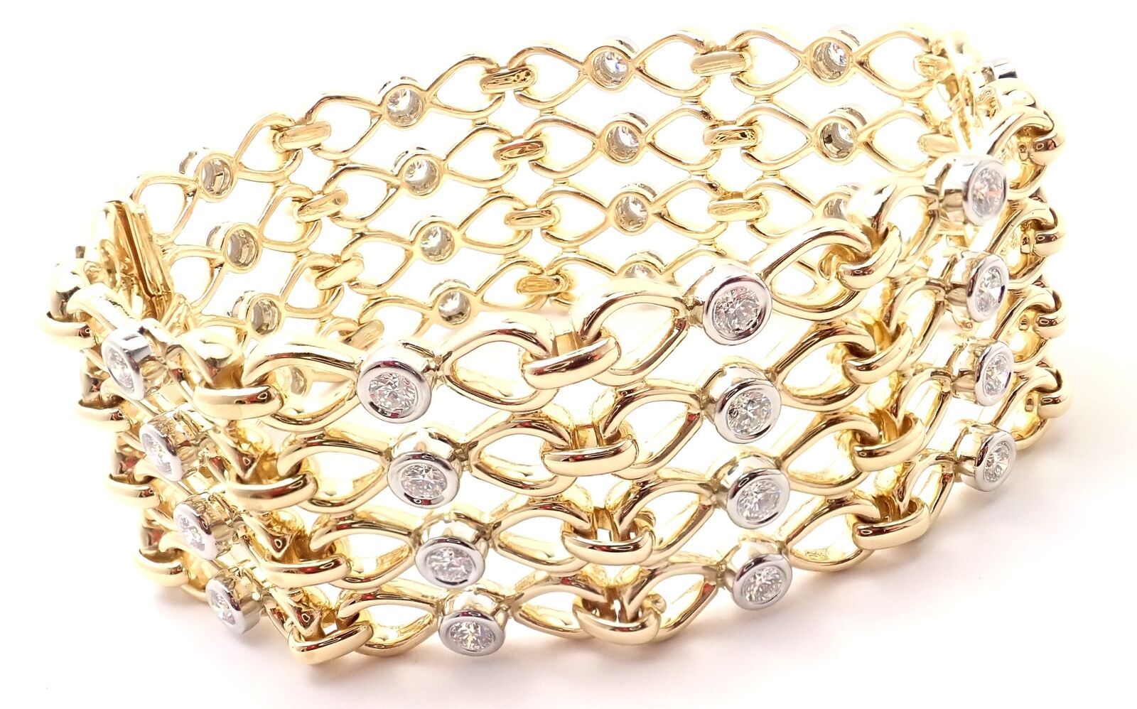 Rare! Vintage Authentic Tiffany & Co 18K Yellow Gold Diamond Bangle Bracelet