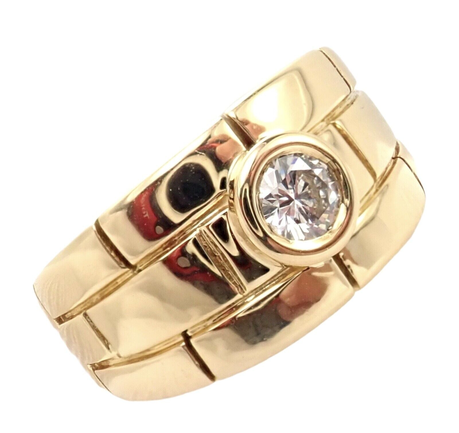 Cartier Jewelry & Watches:Fine Jewelry:Rings Authentic! Cartier 18k Yellow Gold Maillon Panthere Solitare 0.28ct Diamond Ring