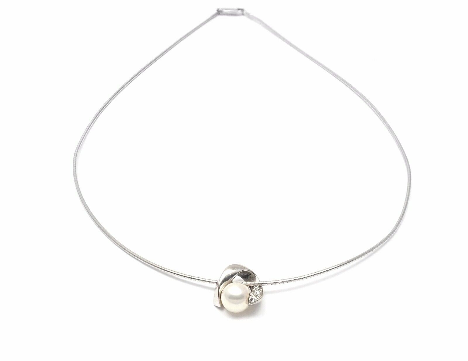 Mikimoto Jewelry & Watches:Fine Jewelry:Rings Authentic! Mikimoto Platinum 18k Gold Diamond Akoya Cultured Pearl Necklace